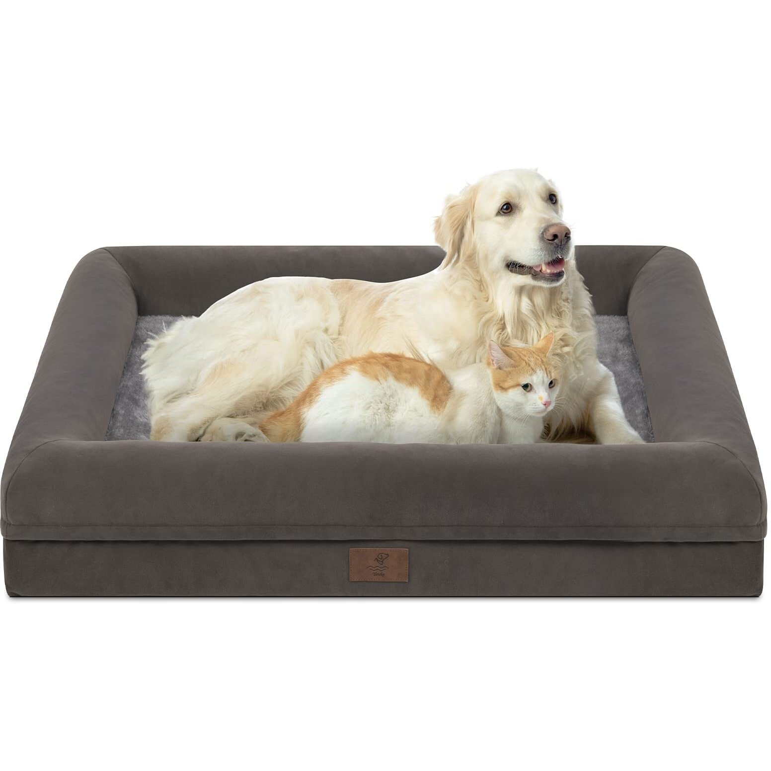 Yiruka Dog Beds For Extra Large Dogs, Orthopedic Egg Crate Foam Dog Bed With Removable Washable Cover, Waterproof Non-Slip Bottom 4-Sides Removable Bolster Xl Pet Couch, Olive Green