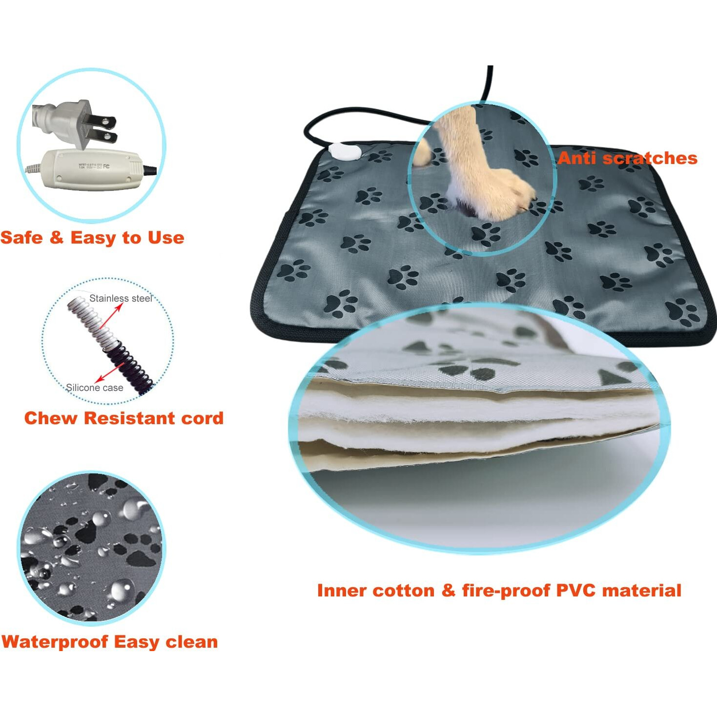Extra Large Petheating Mat For Dogs - Waterproof, Indoor/Outdoor Dog Heating Pad - Easy Clean