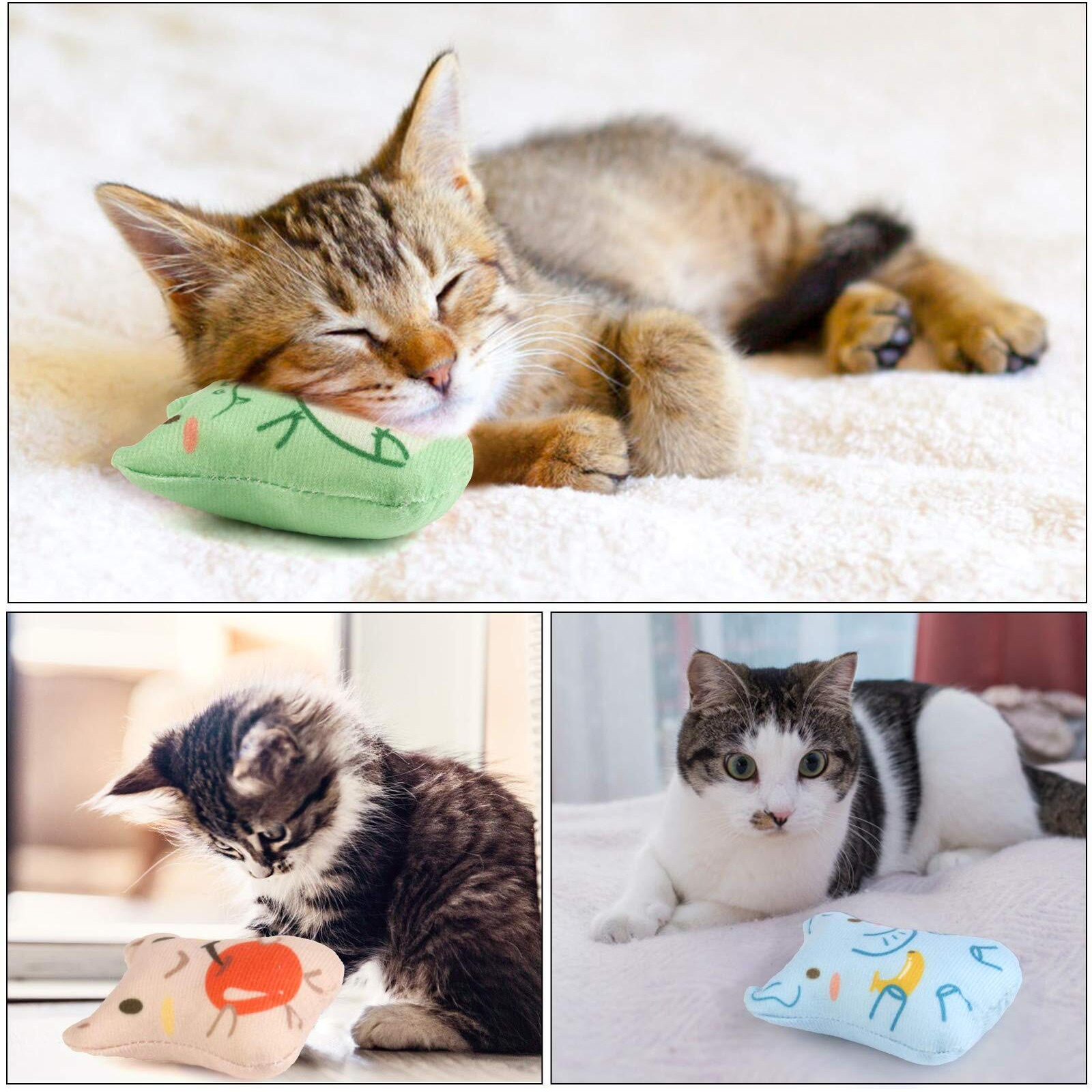 Dorakitten Catnip Toys For Indoor Cats - 5Pcs Plush Cat Chew Toys Teething Interactive Catnip Filled Kitten Toy Soft Pet Toy (Animal Shapes)