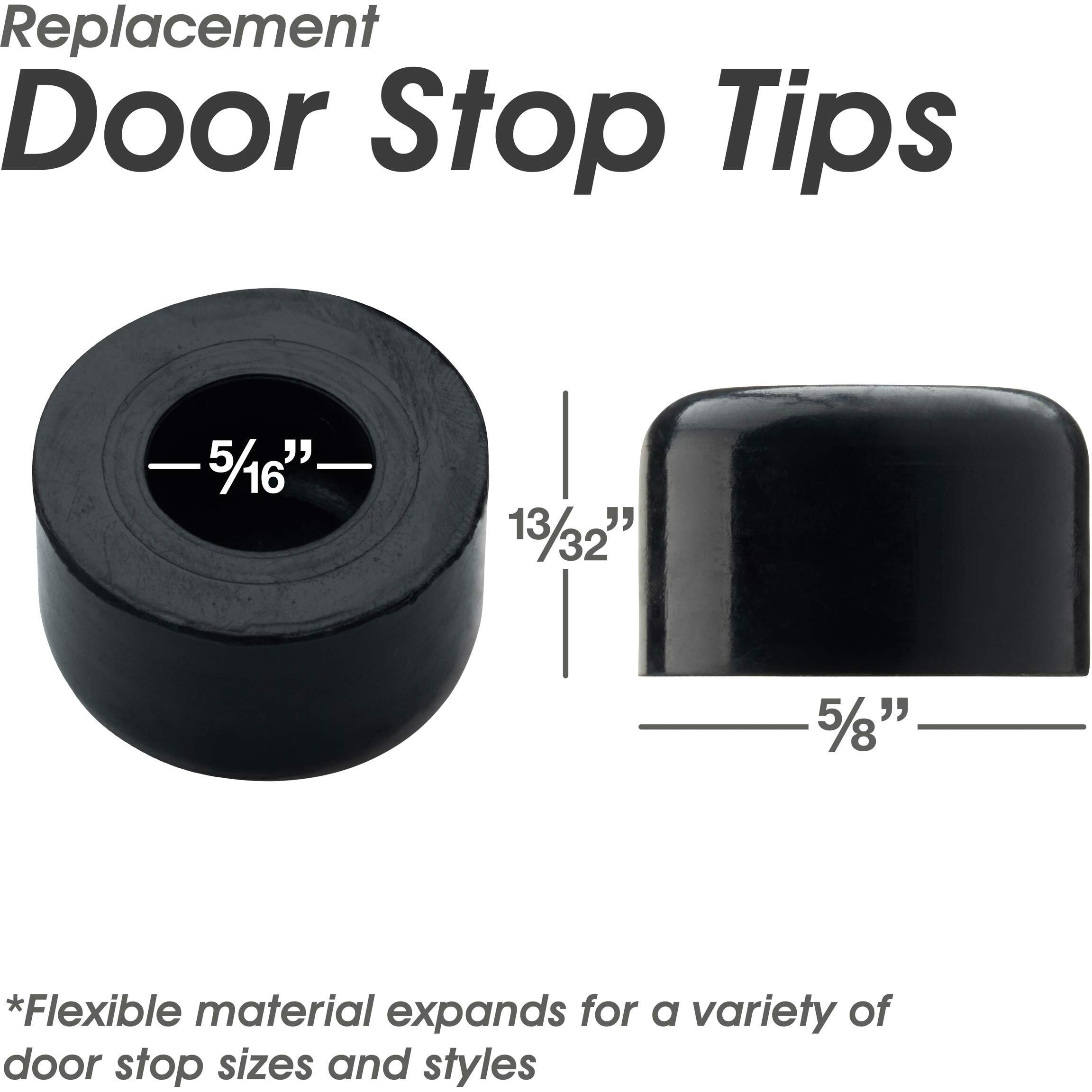 Premium Rubber Door Stop Stud Replacement Tips - Doorstopper Bumpers, Springe Hinge End Caps For Wall & Floor Protection - Universal Size (Black)