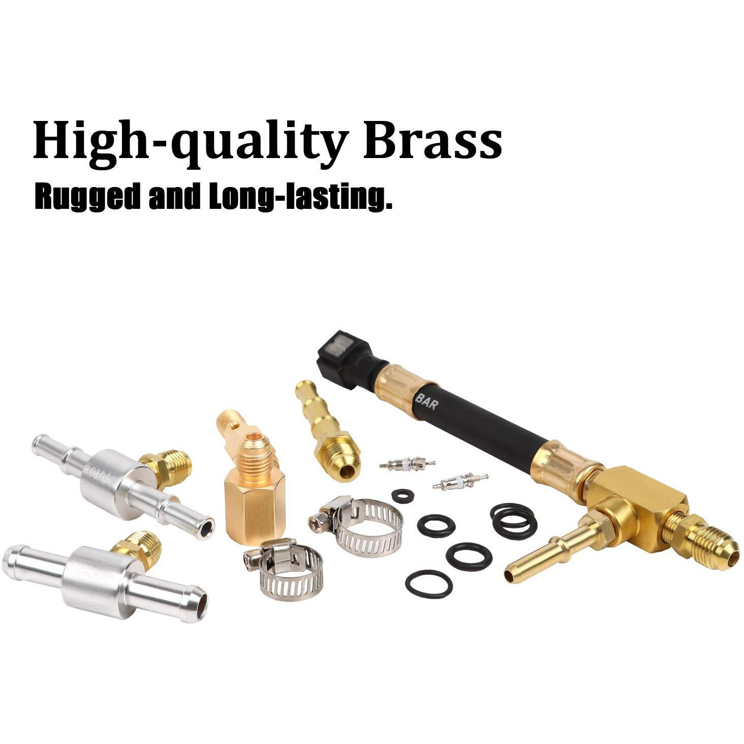 Betooll Pro Fuel Injection Pressure Tester Kit Gauge 0-140 Psi With 9.49,7.89,6.30 Fuel Line Fittings
