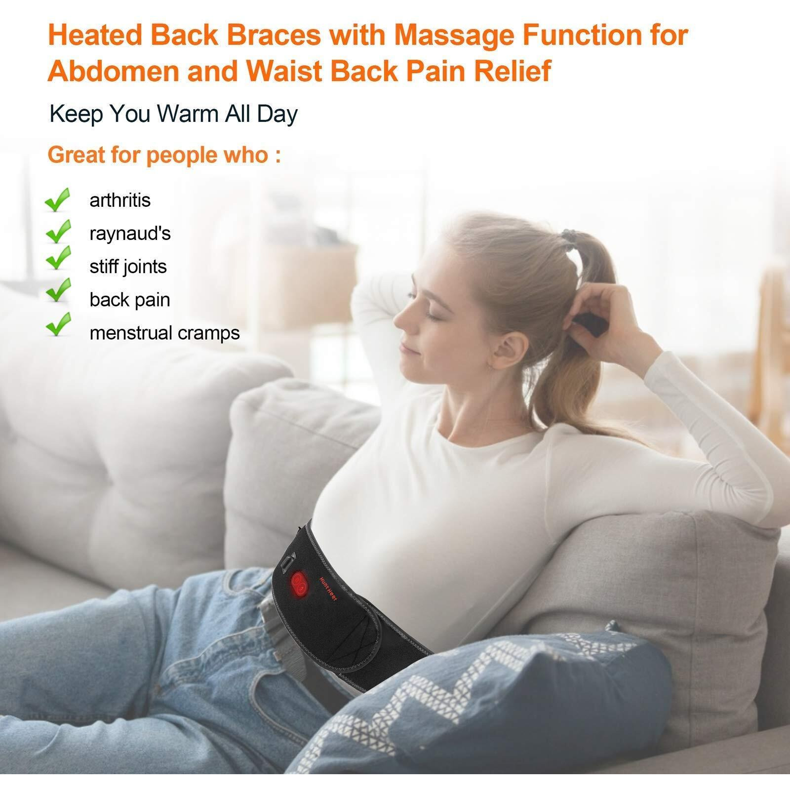 Cueheat Heating Pad For Back Pain Relief - Heating Pad Back Brace With Heat And Massage,Heat Belt For Back Pain Relief Belly Lumbar Spine Stomach Arthritis(45Inches)