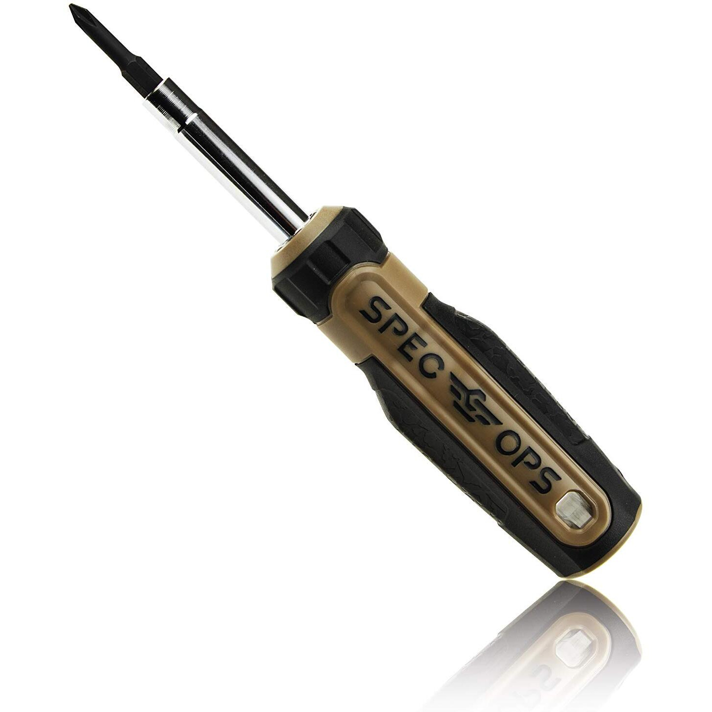 Spec Ops Tools Multi-Bit Screwdriver, 6-In-1, Magnetized Double-Sided Bits, Cr-Mo Steel Shaft, 3% Donated To Veterans