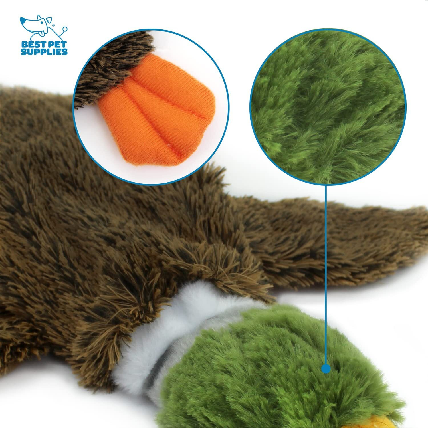 Best Pet Supplies 2-In-1 Stuffless Squeaky Dog Toys With Soft, Durable Fabric For Small, Medium, And Large Pets, No Stuffing For Indoor Play, Supports Active Biting And Play - 1Wild Duck, Pig, Small