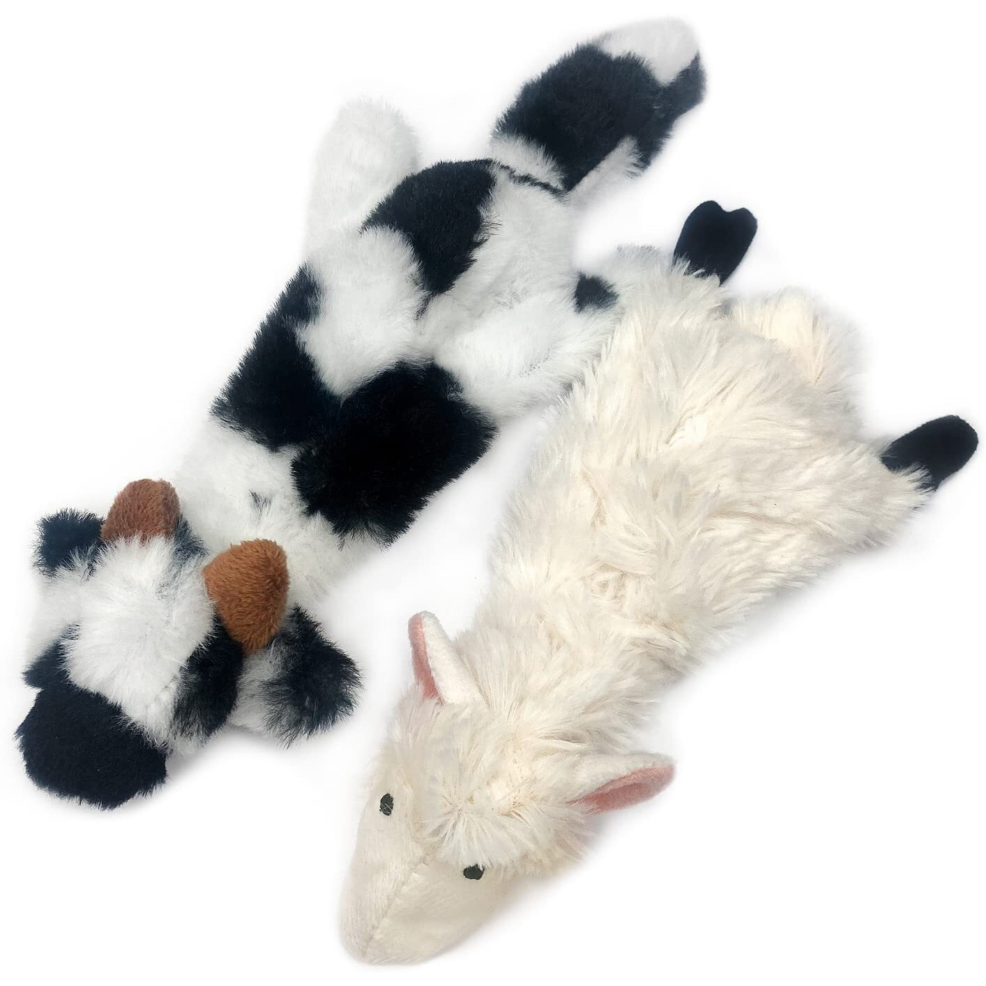Best Pet Supplies 2-In-1 Stuffless Squeaky Dog Toys With Soft, Durable Fabric For Small, Medium, And Large Pets, No Stuffing For Indoor Play, Supports Active Biting And Play - Sheep, Cow, Small