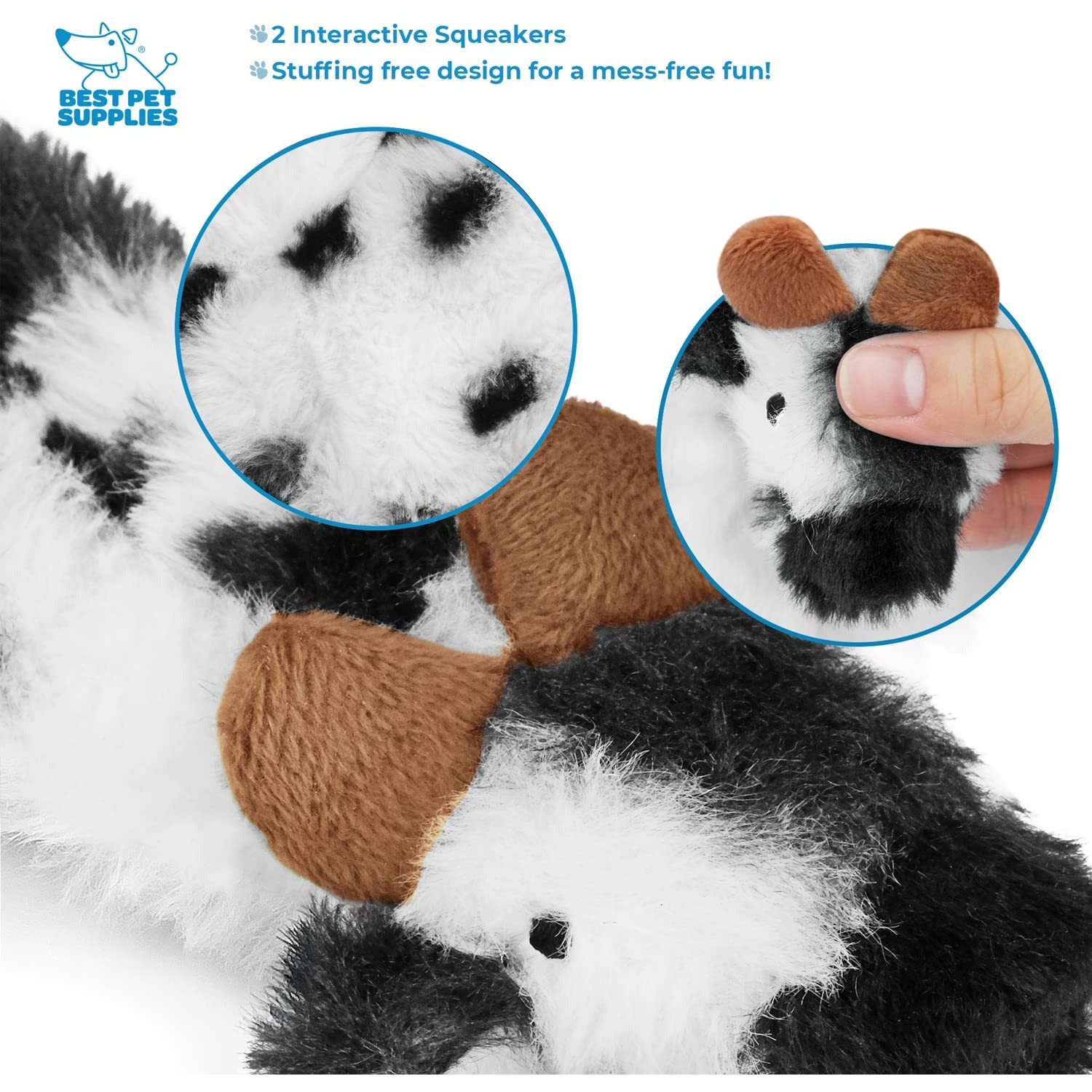 Best Pet Supplies 2-In-1 Stuffless Squeaky Dog Toys With Soft, Durable Fabric For Small, Medium, And Large Pets, No Stuffing For Indoor Play, Supports Active Biting And Play - Sheep, Cow, Small