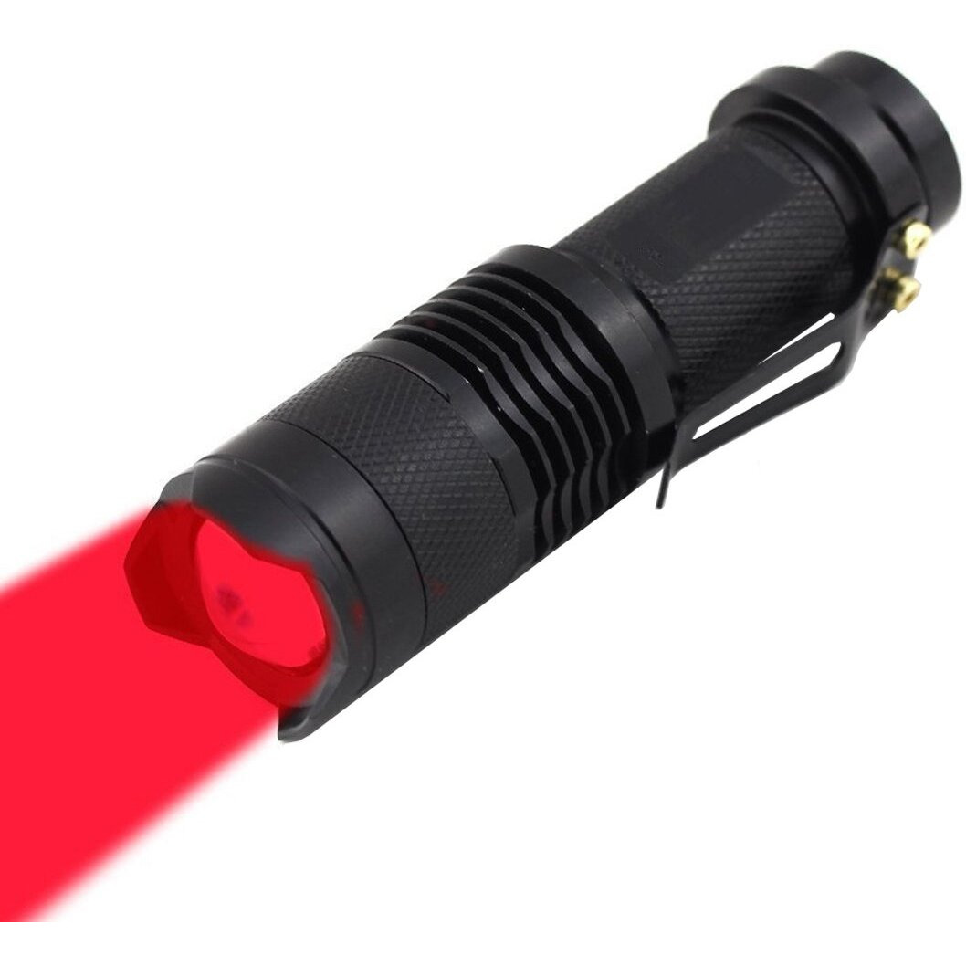 Wayllshine High Power One Mode Red Led Flashlight, Powerful Single Mode Red Flashlight, Red Light Flashlight Red Led Red Light Torch For Astronomy, Aviation, Night Observation-Black