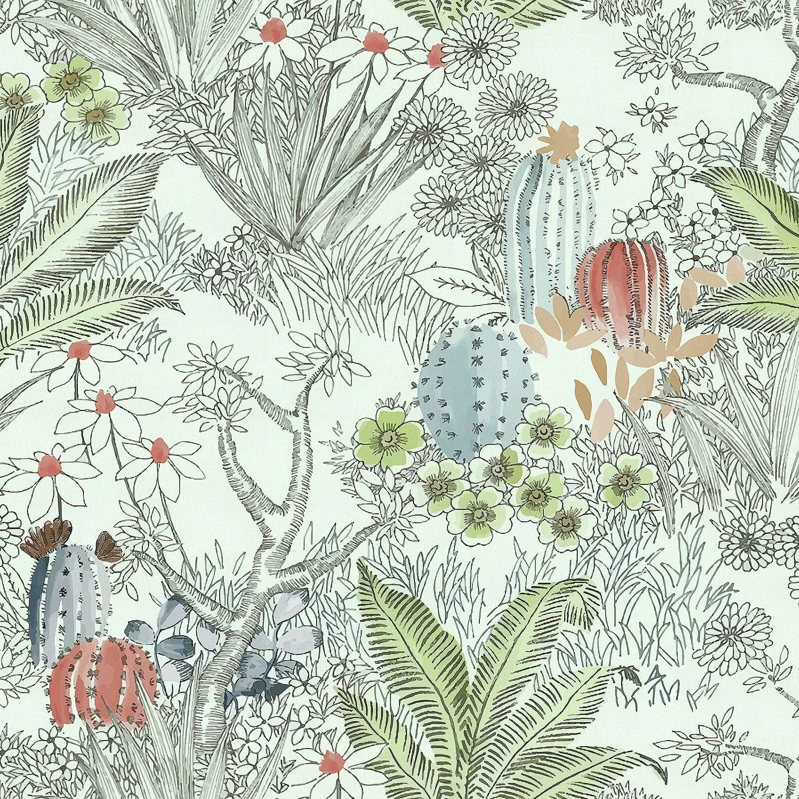 Wudnaye Floral Peel And Stick Wallpaper Vintage Floral Contact Paper For Cabinets 17.7 Inch 118.1Inch Floral Wallpaper Peel And Stick Wallpaper Cactus Self Adhesive Wallpaper For Bathroom Wall Paper