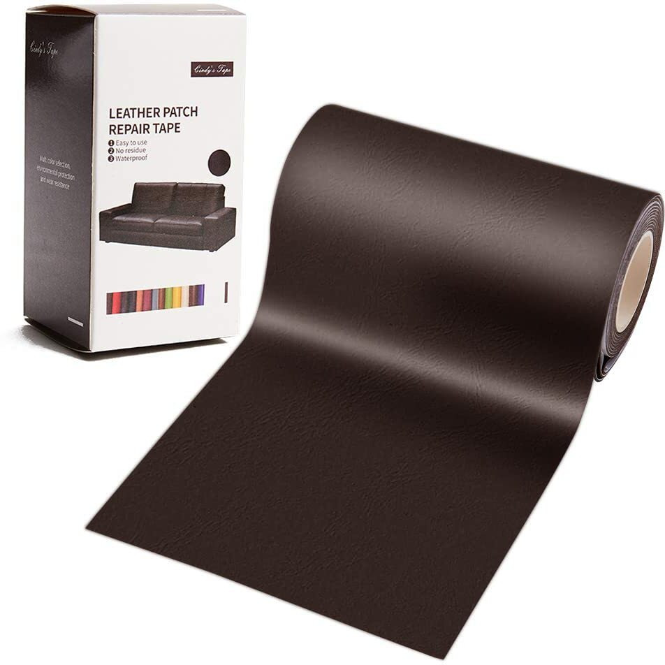 Leather Repair Patch Kit Dark Brown 3 X 60 Inch Leather Repair Tape Self Adhesive For Furniture, Couch, Sofa, Car Seats, Computer Chair, First Aid Vinyl Repair Kit