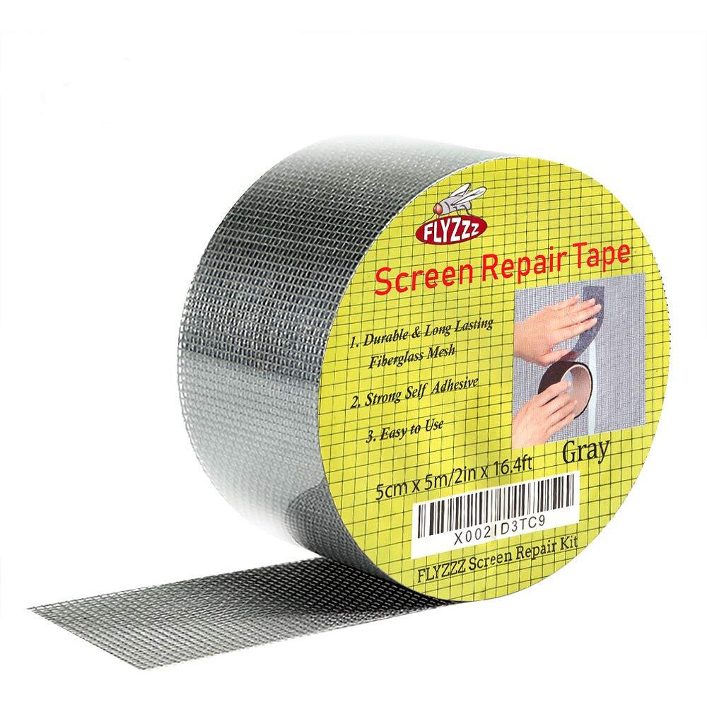Flyzzz Window Screen Repair Kit Tape With Stitching Thread, Gray(16.4Ft), Waterproof 3-Layer Strong Adhesive Window Screen Doors Patch Tape Suitable For Covering Holes&Tears Instantly
