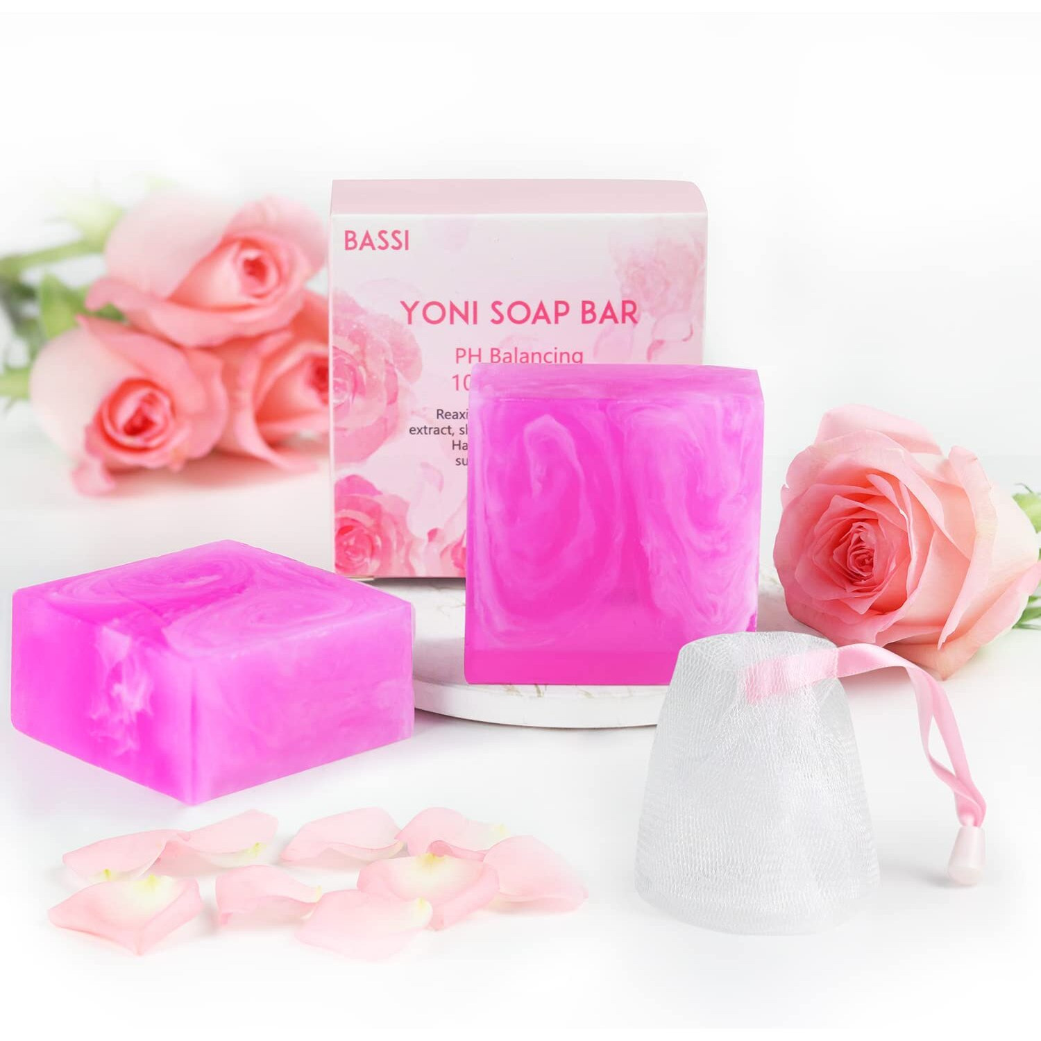 Yoni Soap Bars Vaginal Wash 2 Pcs, 100% Natural Organic Yoni Bar Soap For Women Ph Balance Yoni Wash Vaginial Deodorants Vaginal Care Soap With Foaming Net, Vagina Soap Feminine Wash 3.53 Oz
