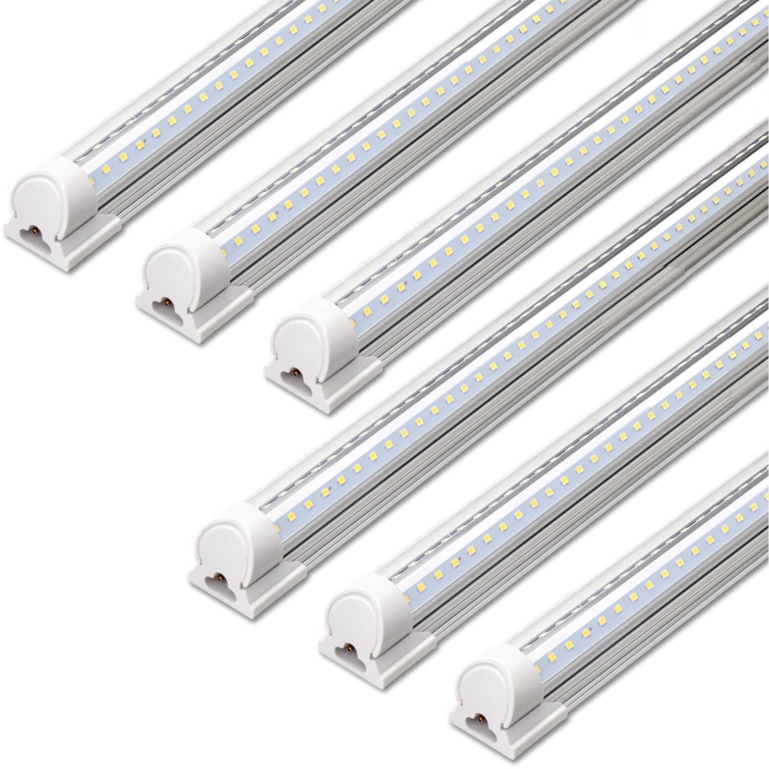Barrina Led Shop Lights, 40W 5500Lm 5000K, 4Ft Integrated Fixture, V Shape,T8 Light Tube, Daylight White, Clear Cover, High Output, Led Shop Lights For Garage Warehouse Workshop Basement (Pack Of 6)