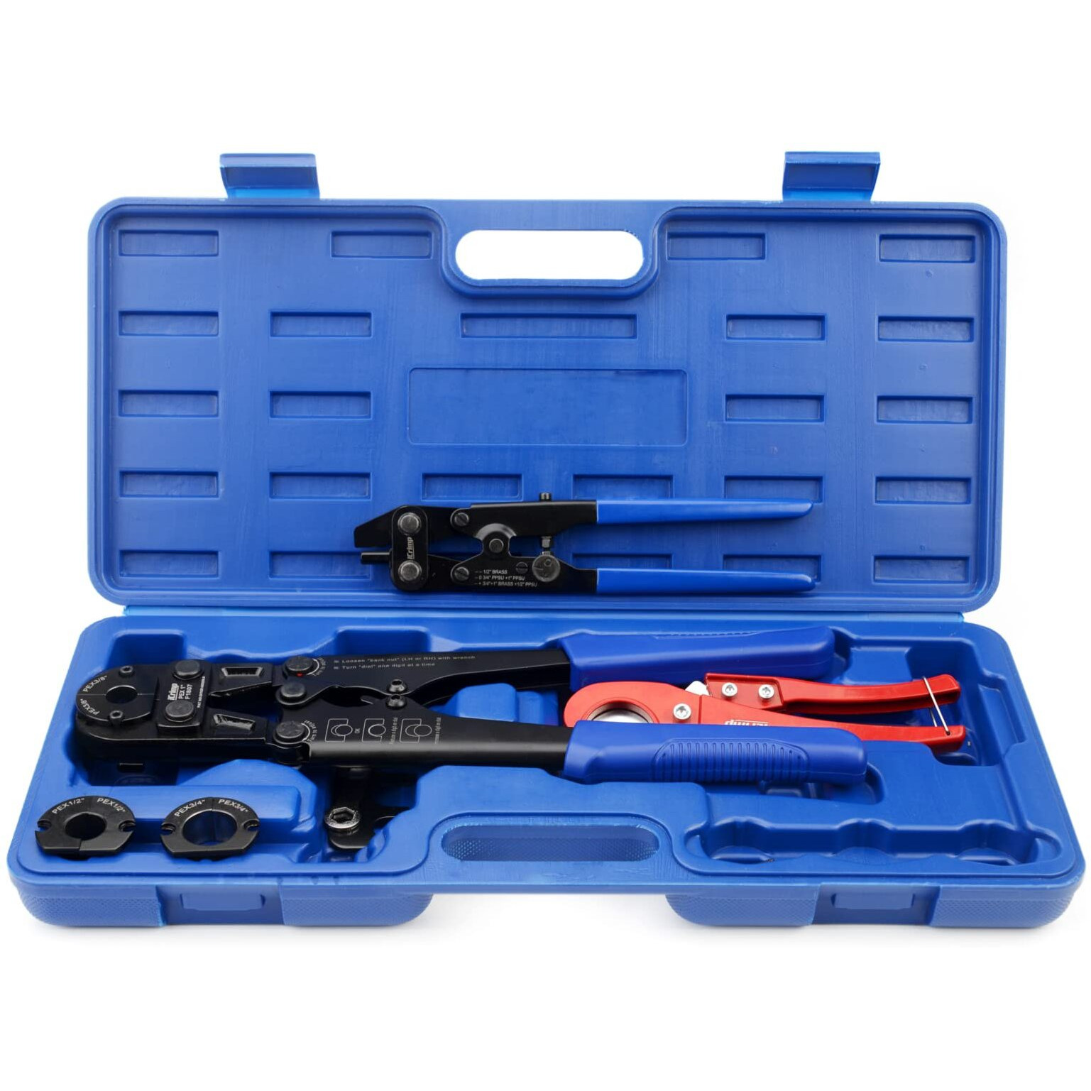 Icrimp F1807 Copper Ring Crimping Tool Kit For 3/8,1/2,3/4,1-Inch- Free Removal Tool& Pex Pipe Cutter&Gauge- For All Us F1807 Standards