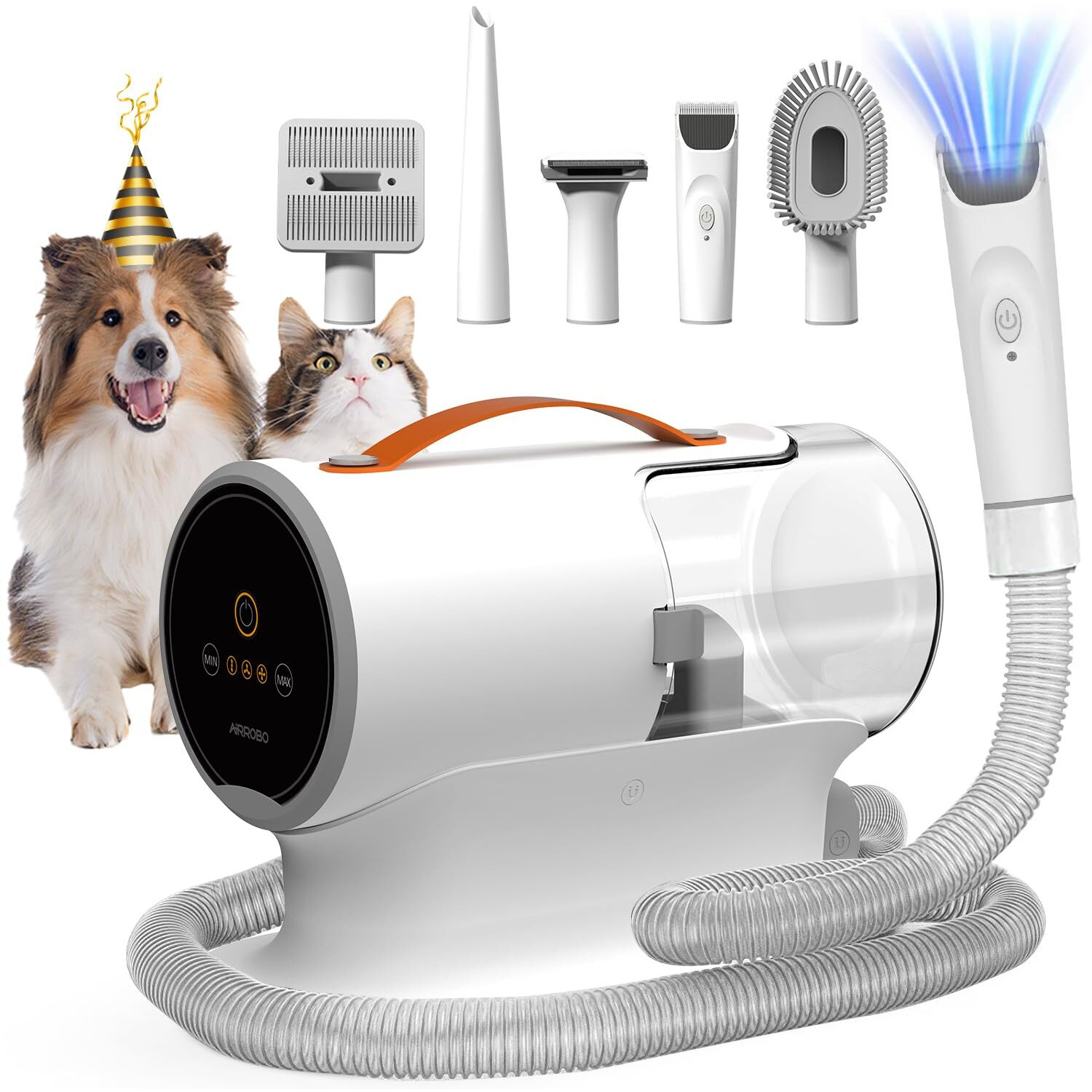 Airrobo Dog Hair Vacuum & Grooming Kit, 12000Pa Strong Pet Grooming Vacuum, 2L Large Capacity For Shedding Grooming Hair, Quiet, 5 Pet Grooming Tools