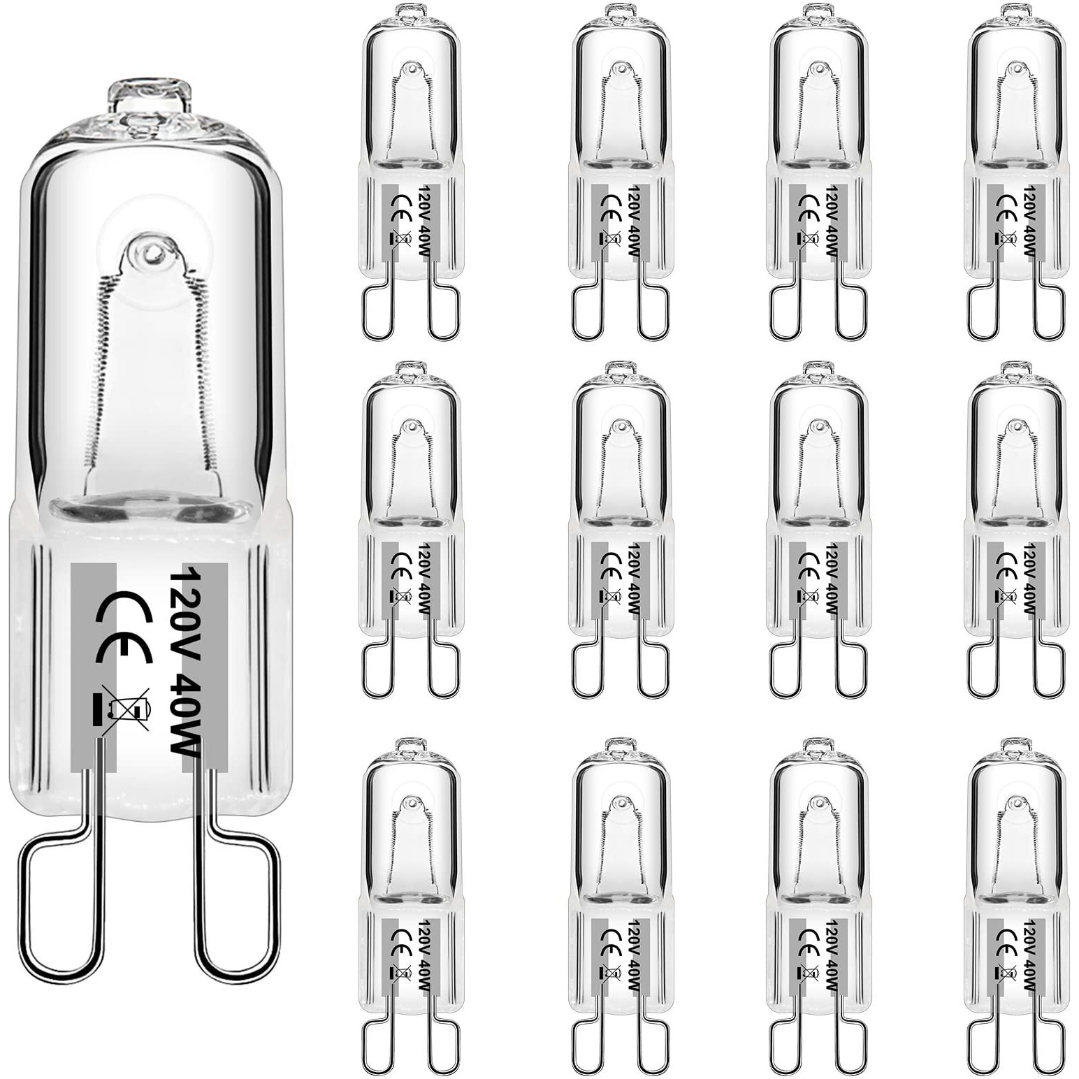 Weshlmpo G9 Bulb 40W 120V G9 Halogen Light Bulbs 2 Pin For Hood Light Oven Light Light Bulb Replacement Dimmable Warm White (12 Pack)