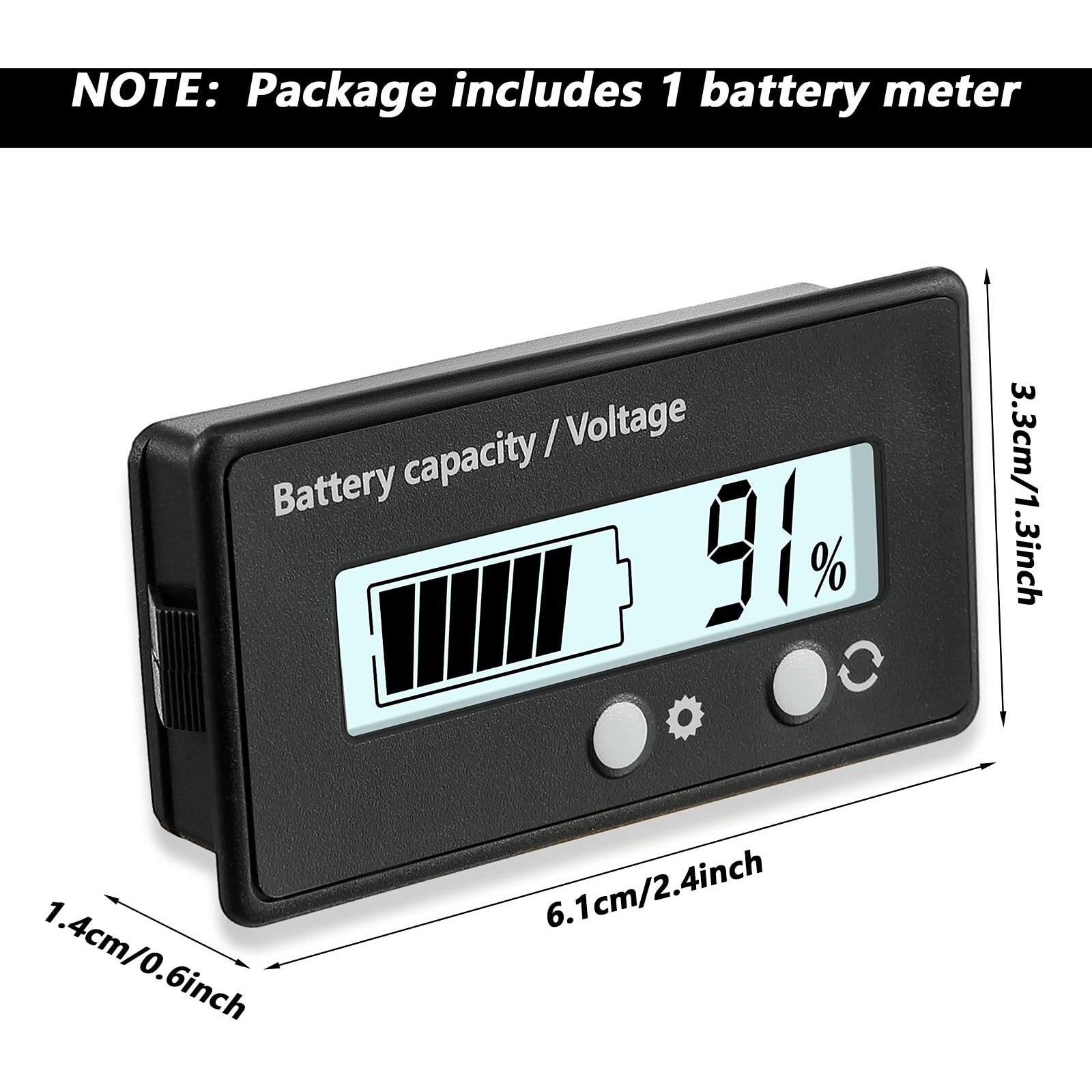 Dc 12V 24V 36V 48V 60V 72V 84V Golf Cart Battery Meter With Alarm, Front Setting And Switch Key Battery Capacity Voltage Indicator Gauge Acid And Lithium Ion Indicator(White)