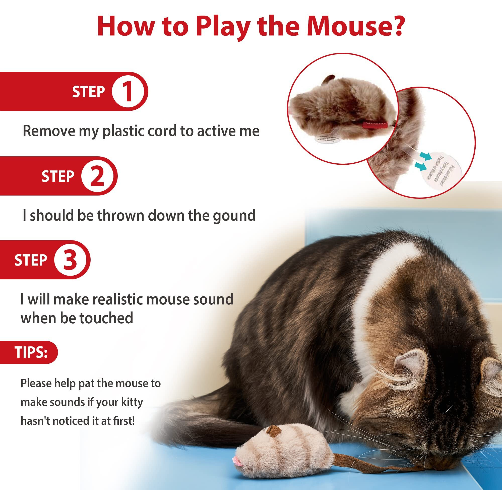 Gigwi Chirpy Cat Squeak Toy - Interactive Mouse Cat Toy With Melody Chaser For Kitten Play And Boredom Relief
