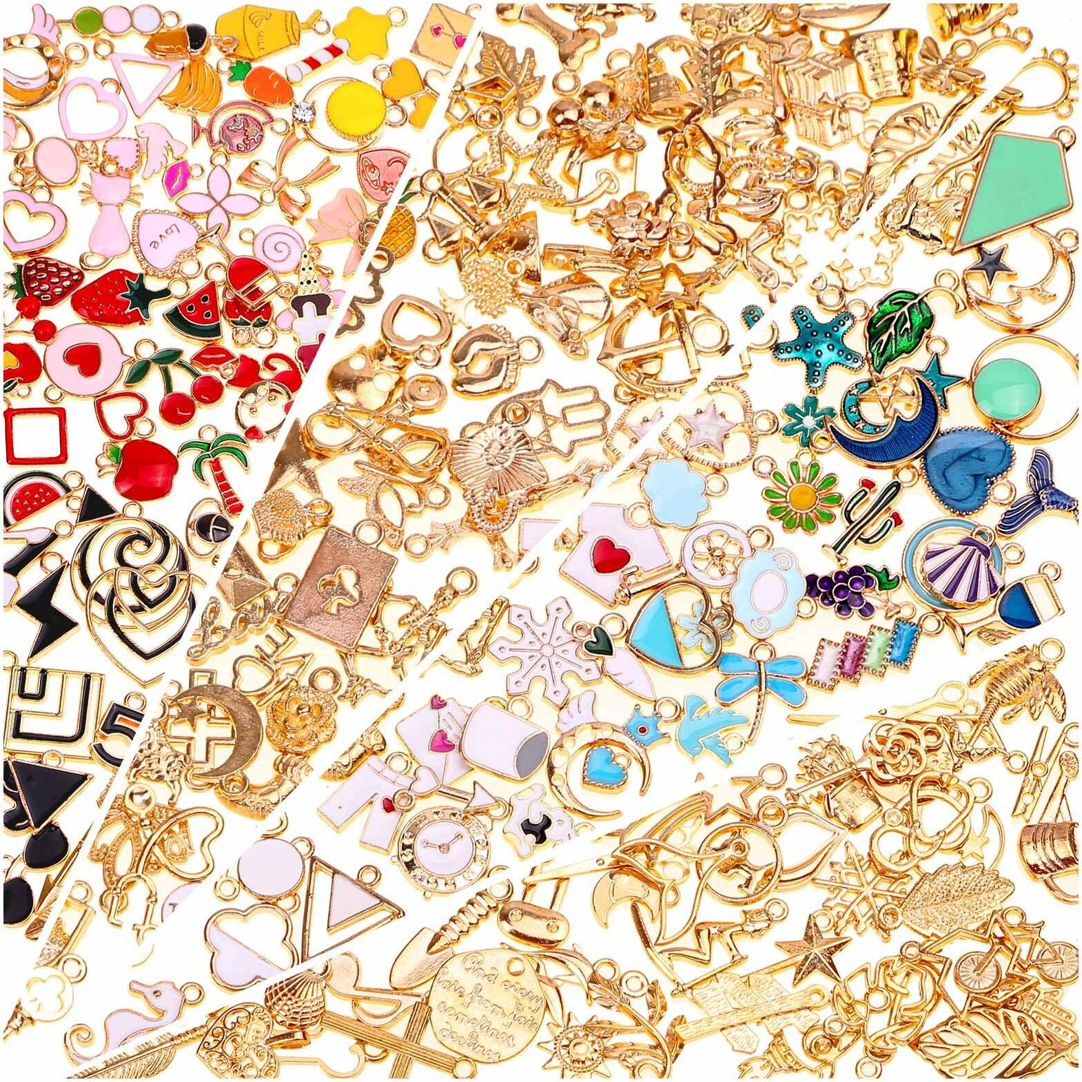 200Pcs Charms For Jewelry Making, Assorted Jewelry Bangle Charms, Wholesale Mixed Bulk Metal Earring Charms For Diy Necklace Bracelet Jewelry Making And Crafting
