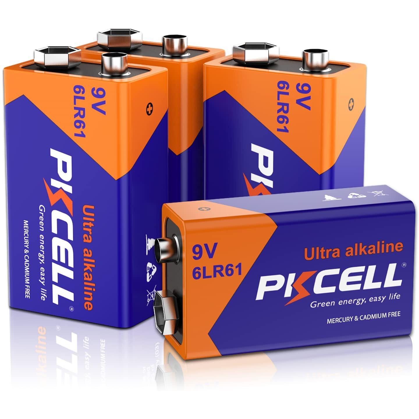 Pilocel 9V Batteries 9V 6Lr61 Battery 9 Volt Battery Alkaline Battery Disposable Batteries For Smoke Detector (4 Counts)