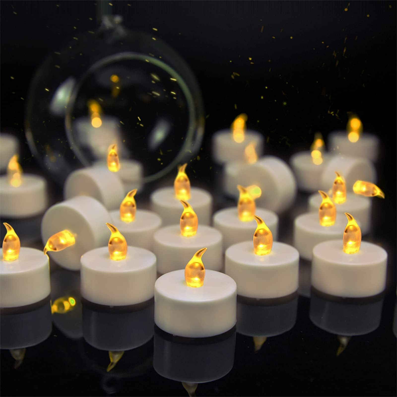 Vetour 24Pcs Tea Lights Candles Battery Operated Realistic Led Flickering Flameless Tea Lights Steady Battery Tea Lights Long Lasting Fake Candles Decoration For Party And Craft Ideas