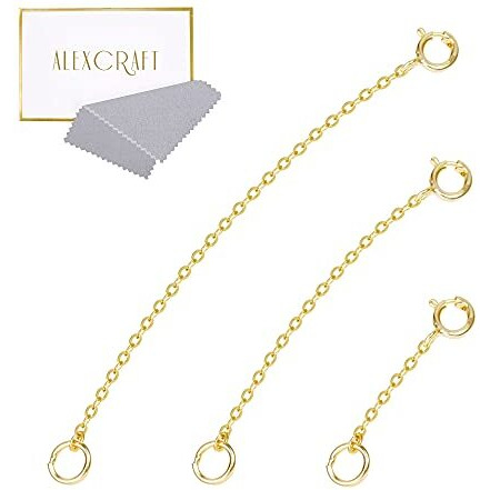 14K Gold Necklace Extenders 925 Sterling Silver Chain Extension Necklace Bracelet Anklet Extender For Jewelry Making (1 2 3 Inch)
