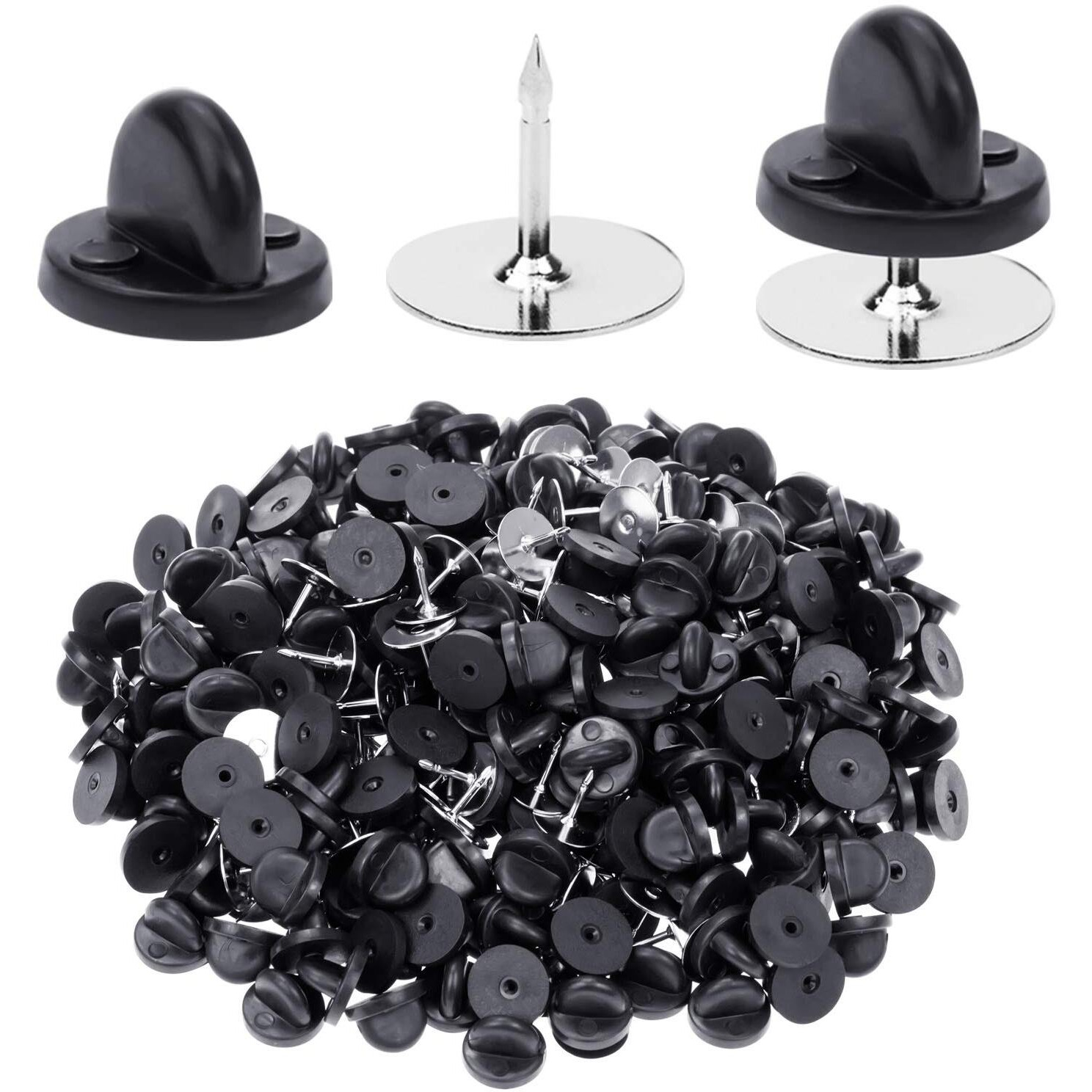 400Pcs Pvc Rubber Pin Backs Heliltd Butterfly Clutch Pins Tie Tacks Blank Pins For Uniform Badges Backing Holder Clasp Lapel Pin Enamel Pins(200 Sets)