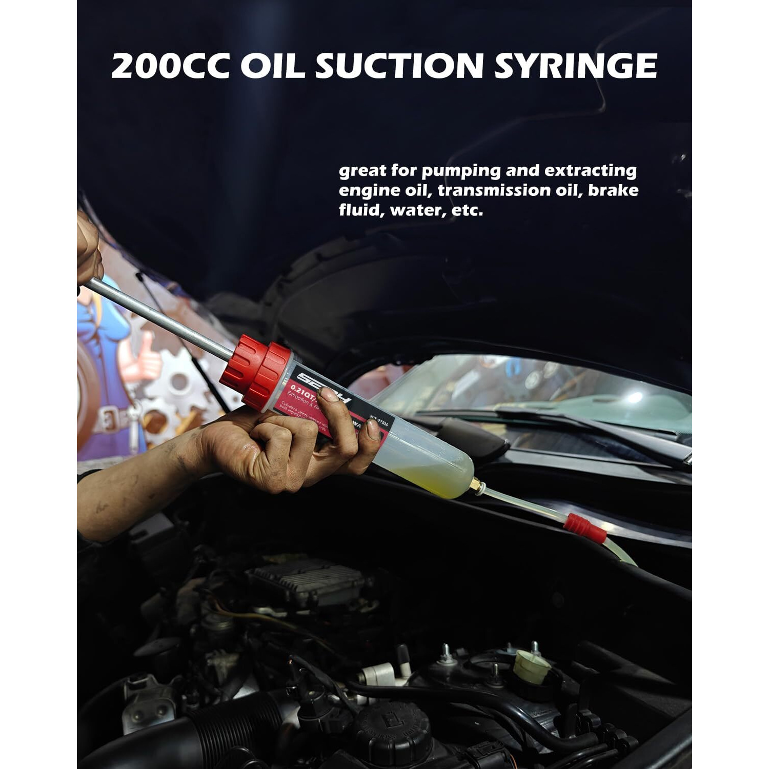 Sedy Fluid Extractor - 200Cc Multi-Purpose Syringe, Oil Suction Pump, Manual Extraction And Filling Pump, Automotive Oil Syringe