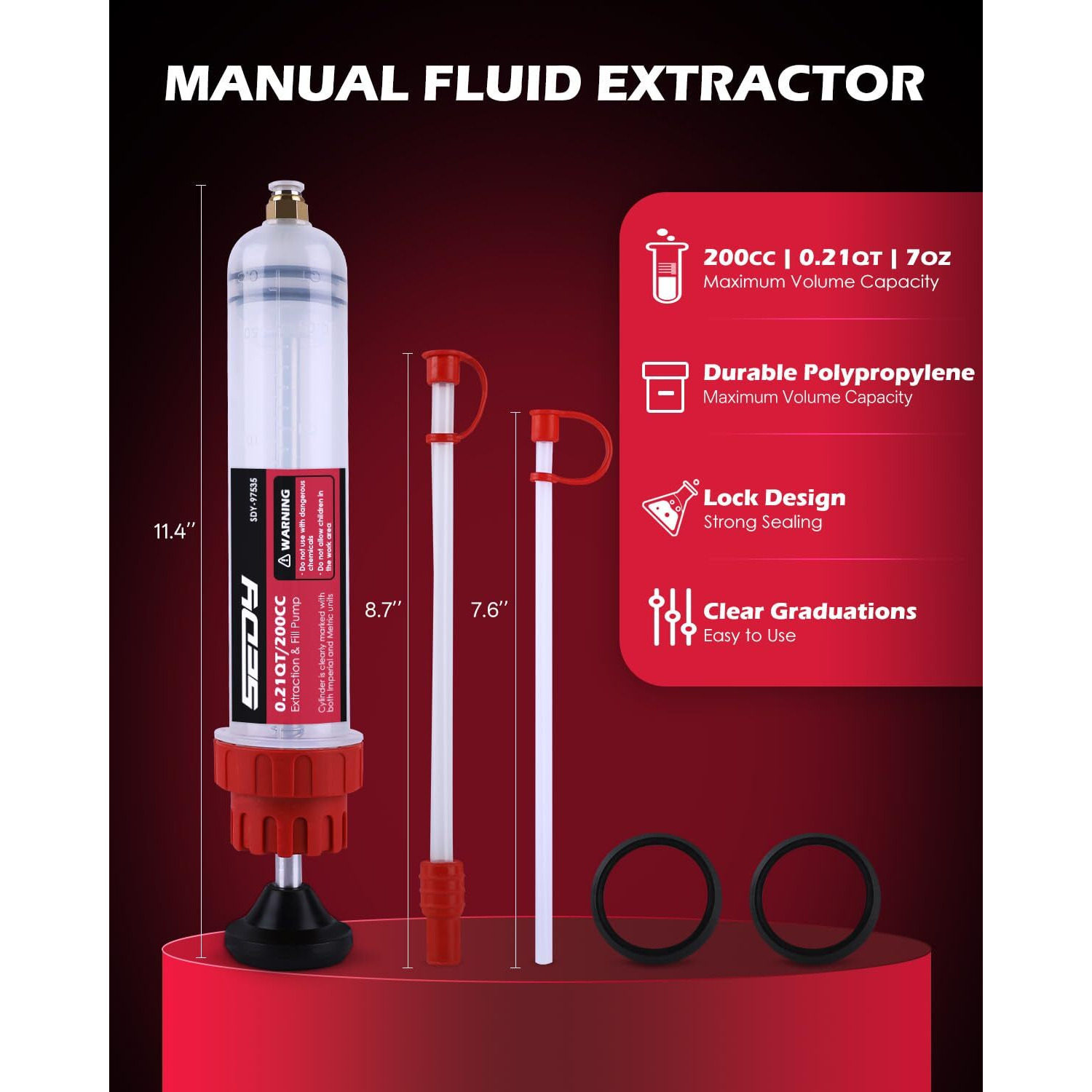 Sedy Fluid Extractor - 200Cc Multi-Purpose Syringe, Oil Suction Pump, Manual Extraction And Filling Pump, Automotive Oil Syringe