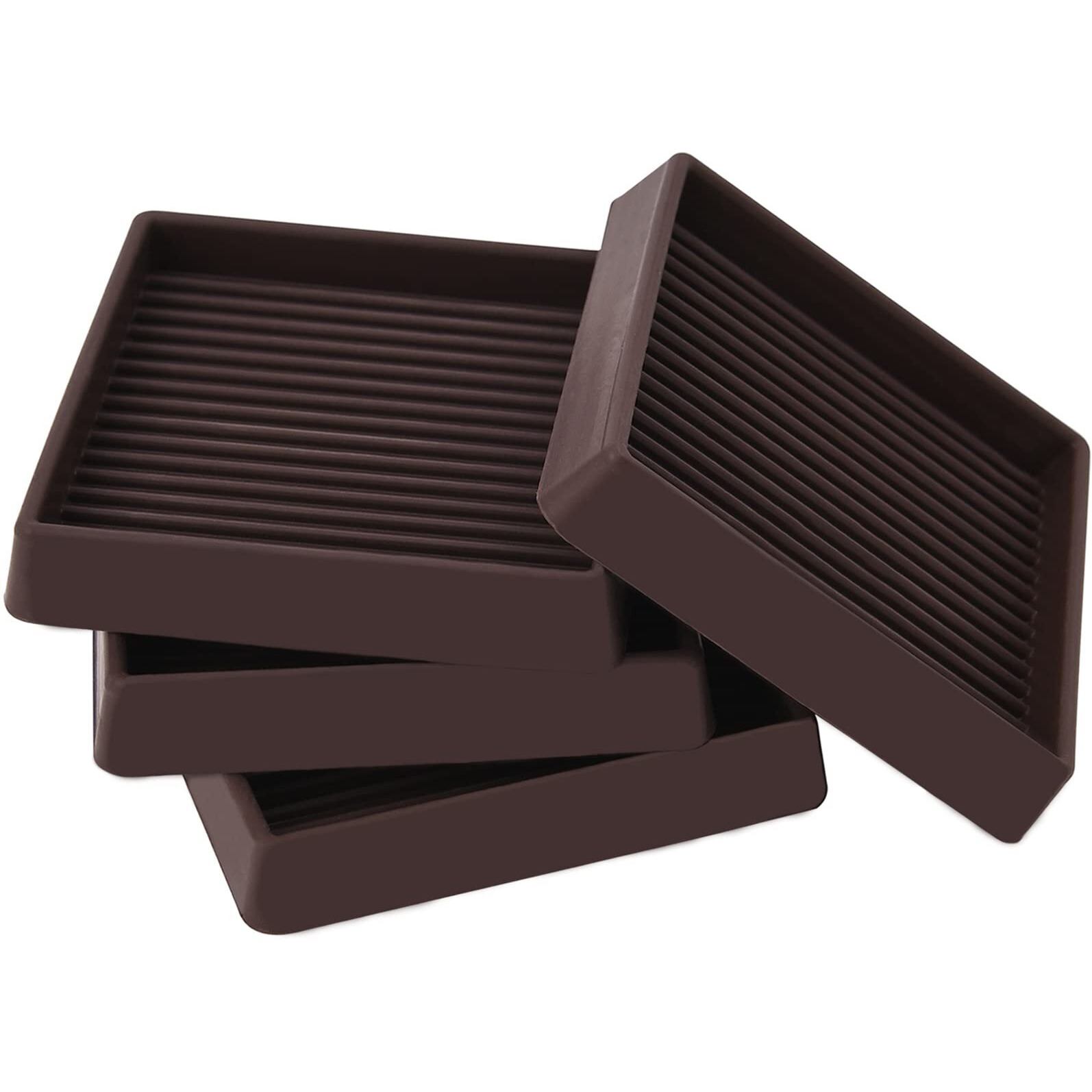 3X3 Square Rubber Furniture Caster Cups, Anti-Sliding Furniture Pads Bed Stopper Floor Protectors With Grip - Protect Any Flooring