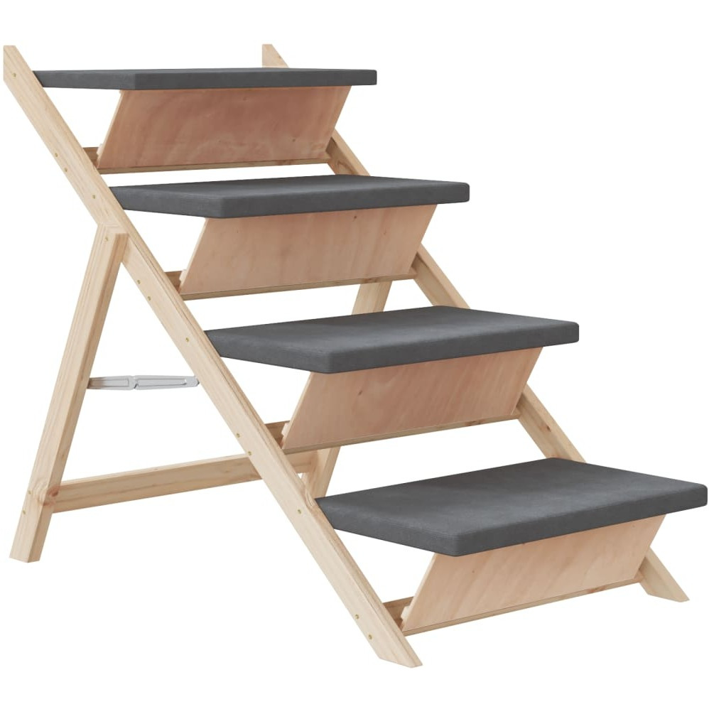 Vidaxl Dog Stair Gray 41.3"&quotX18.5"" Solid Wood Fir