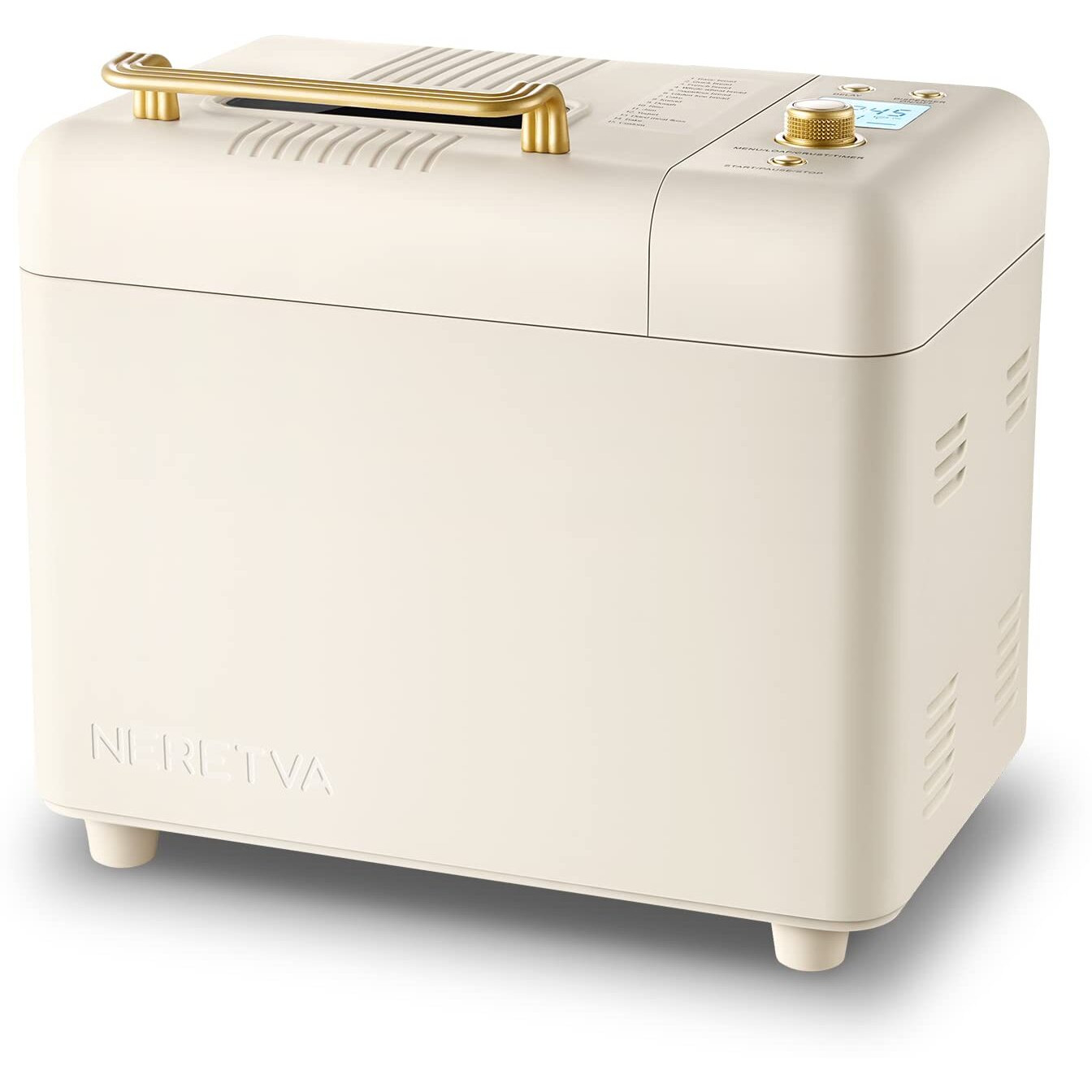 Neretva Bread Maker Machine, 15-In-1 2Lb Automatic Breadmaker With Gluten Free Sourdough Setting, Auto Nut Dispenser, Digital, 1 Hour Keep Warm, 2 Loaf Sizes, 3 Crust Colors - Receipe Booked Included