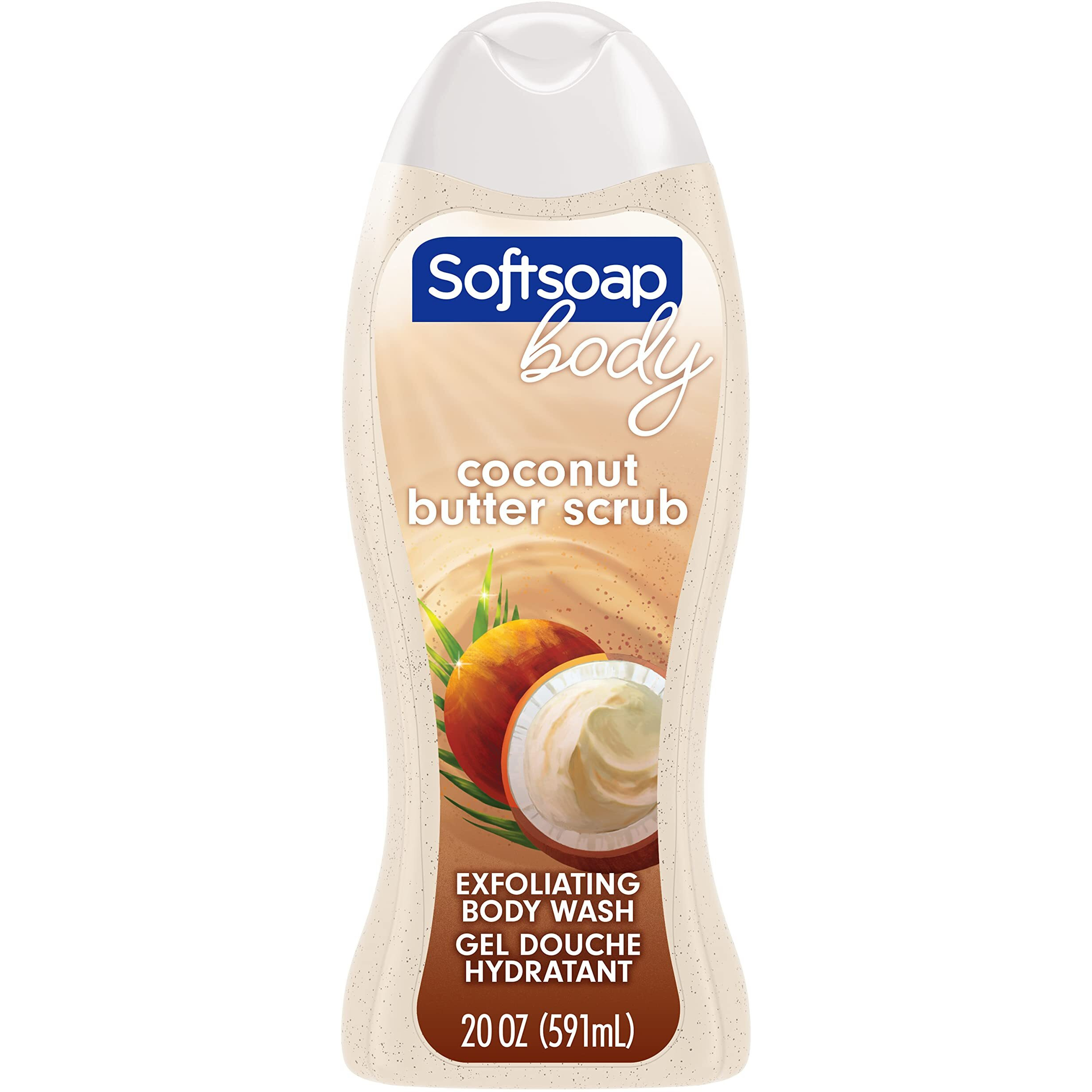 Softsoap Body Wash Exfoliating Scrub, Coconut Butter Scent, 20 Oz Bottle