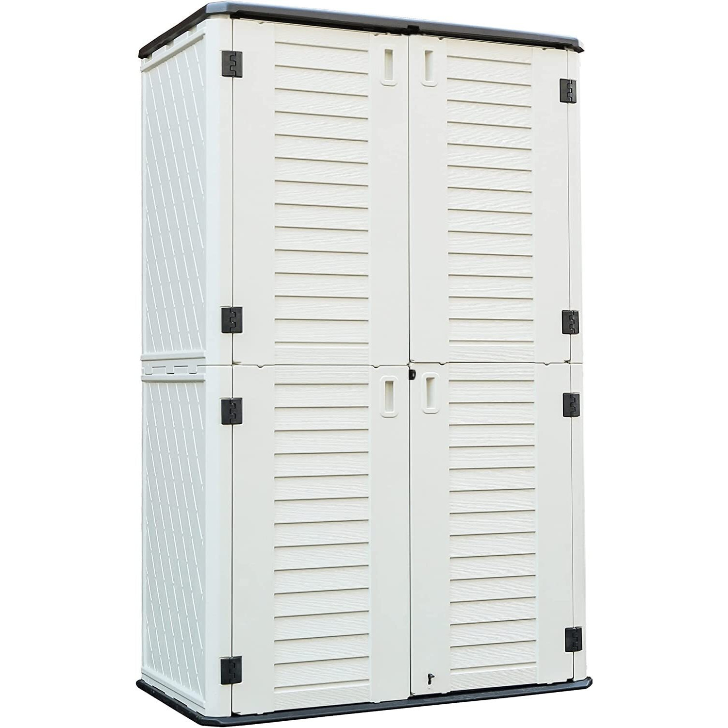 Kinying Polyethylene Outdoor Storage Cabinet, Vertical Storage Shed Perfect To Store Patio Furniture, Garden Tools Accessories,Bike,Beach Chairs And Lawn Mower, 4X2.5 Feet