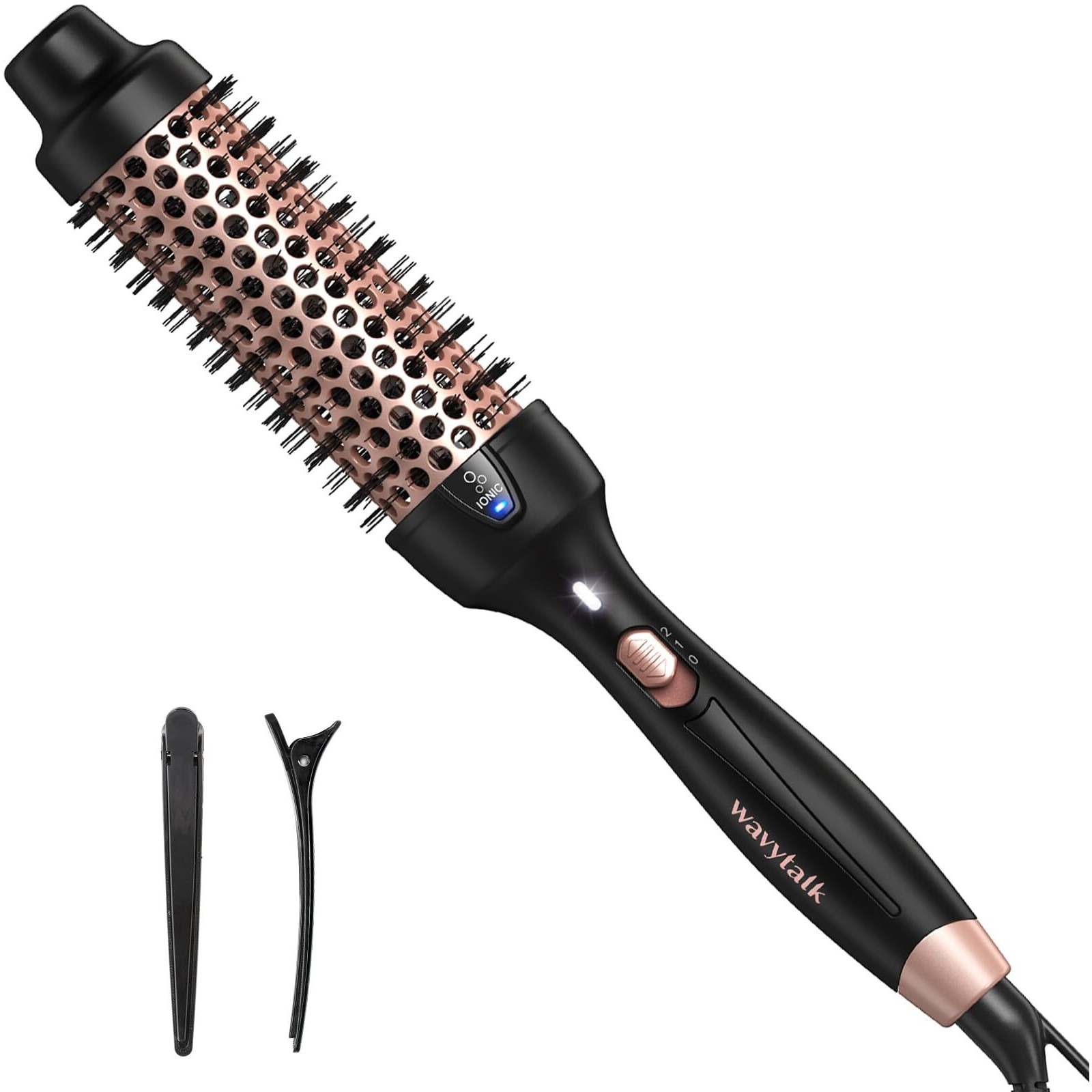 Wavytalk Pro Heated Round Brush For Blowout Look, 1 1/2 Inch Ionic Curling Iron Brush Makes Hair Shinier & Smoother, Dual Voltage Heated Brush Long-Lasting Styling, Easy To Use, Fast Heating