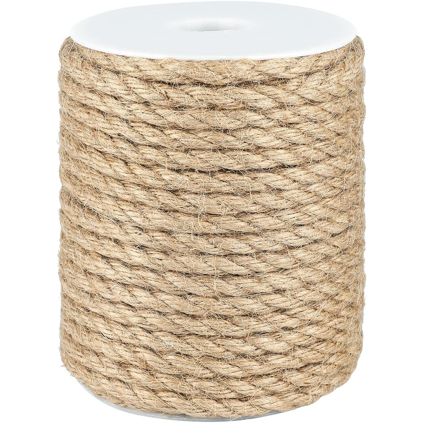 65 Feet 8Mm Jute Rope,3Ply Thick Jute Twine,Natural Heavy Duty Rope Cord For Crafts,Cat Scratch Post,Bundling,Gardening Applications