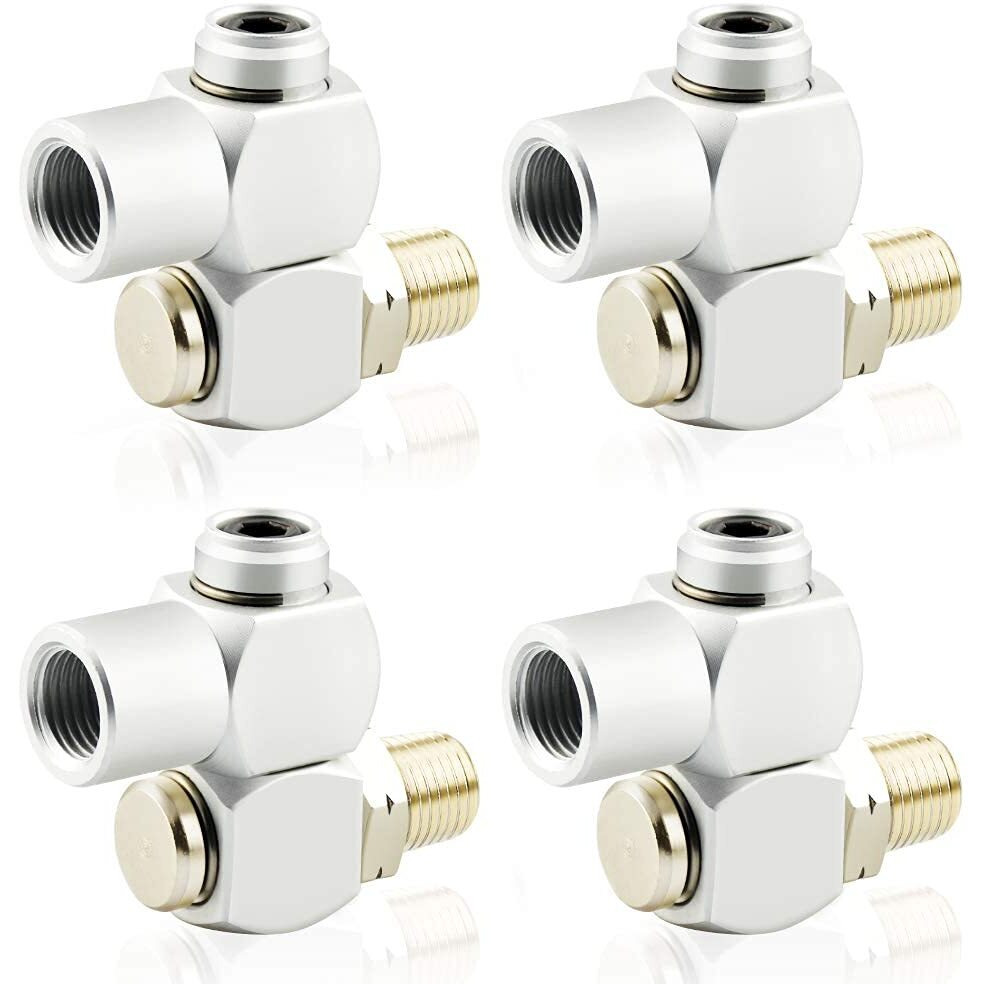 Tailonz Pneumatic 4Pcs 1/4 Inch Air Tool Swivel Fitting 360 Degree Swivel Air Hose Connector Industrial Swivel Portable Air Tool Adapter
