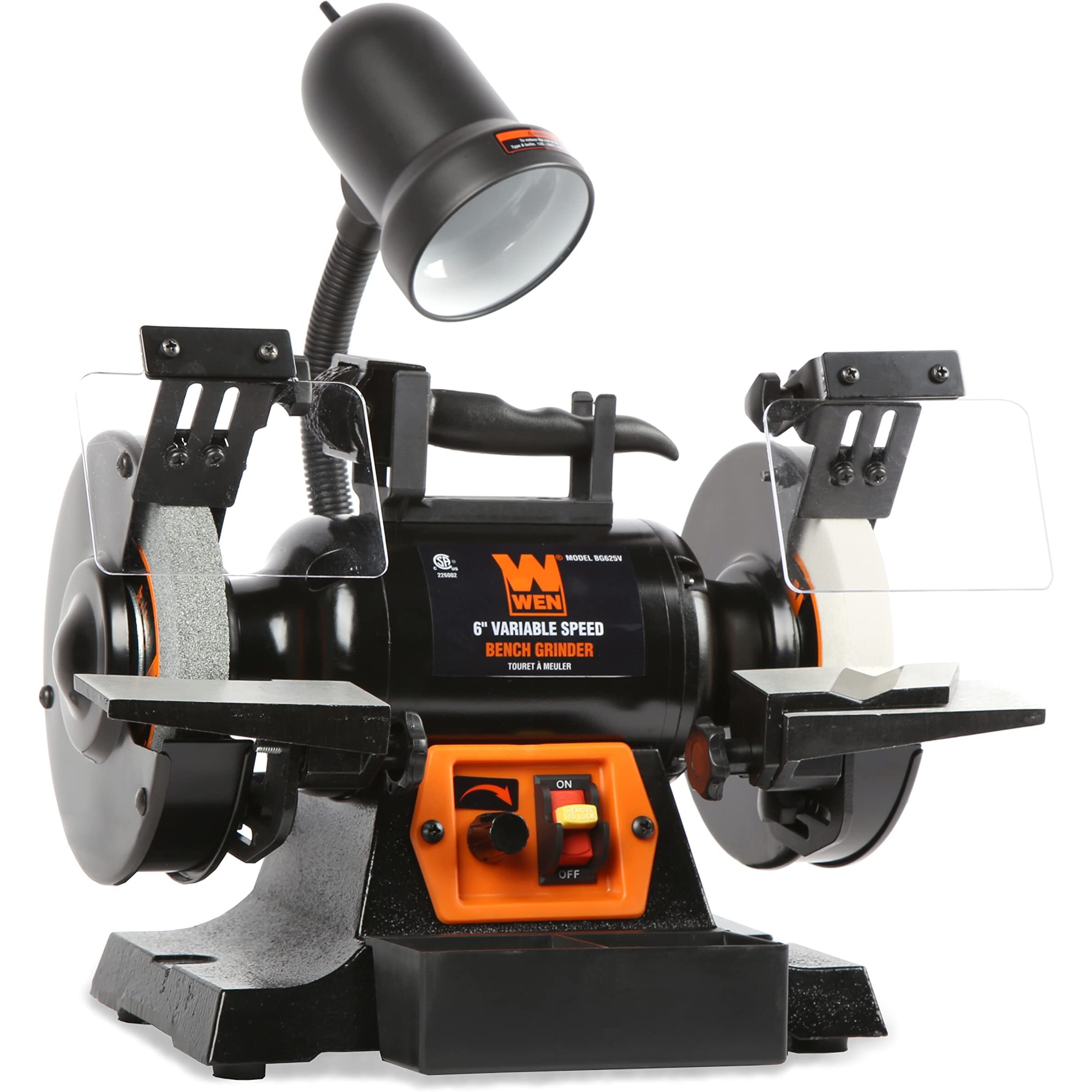 Wen Bg625V 2.5-Amp 6-Inch Variable Speed Bench Grinder With Flexible Work Light , Black