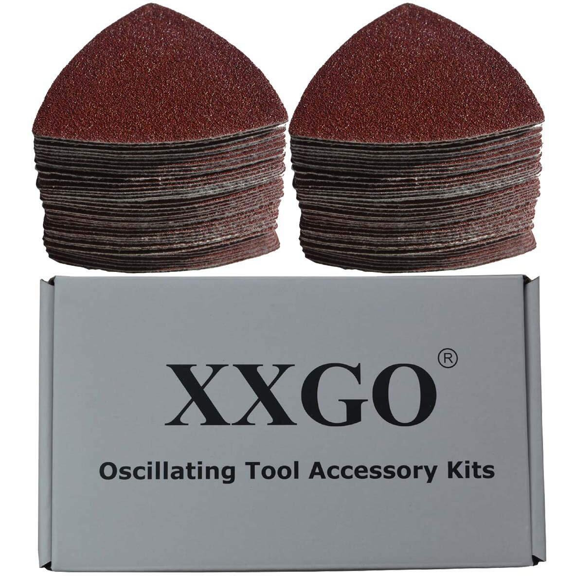 Xxgo 100 Pcs 120 Grits 3-1/2 Inch 90Mm Triangular Hook & Loop Multitool Sandpaper For Wood Sanding Fit 3.5 Inch Oscillating Multi Tool Sanding Pad Xg9020120
