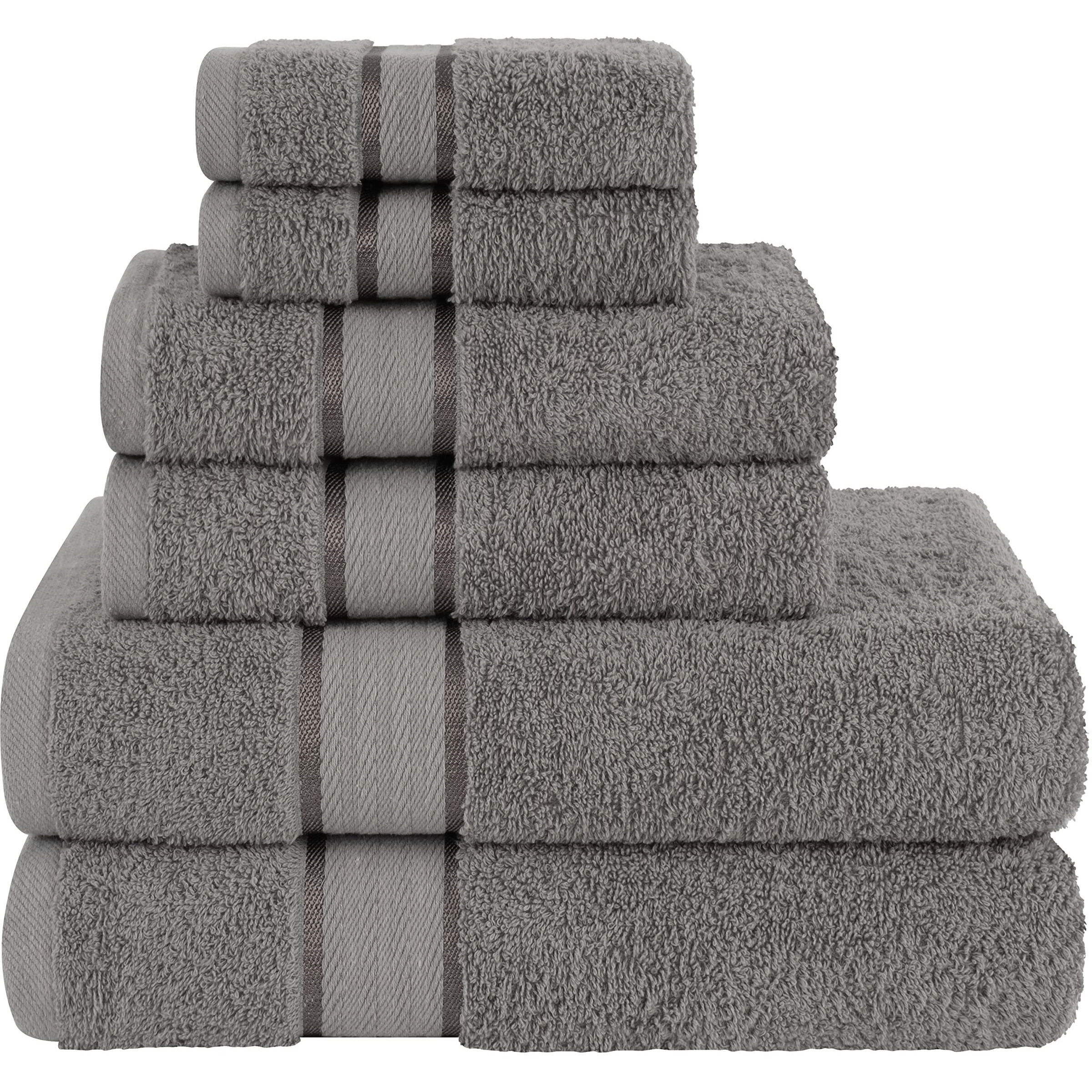 Dorlion Towels 6 Piece 100% Turkish Cotton Towel Set, 2 Bath Towels 2 Hand Towels 2 Washcloths, Soft Absorbent Towels For Bathroom And Kitchen, Cool Gray
