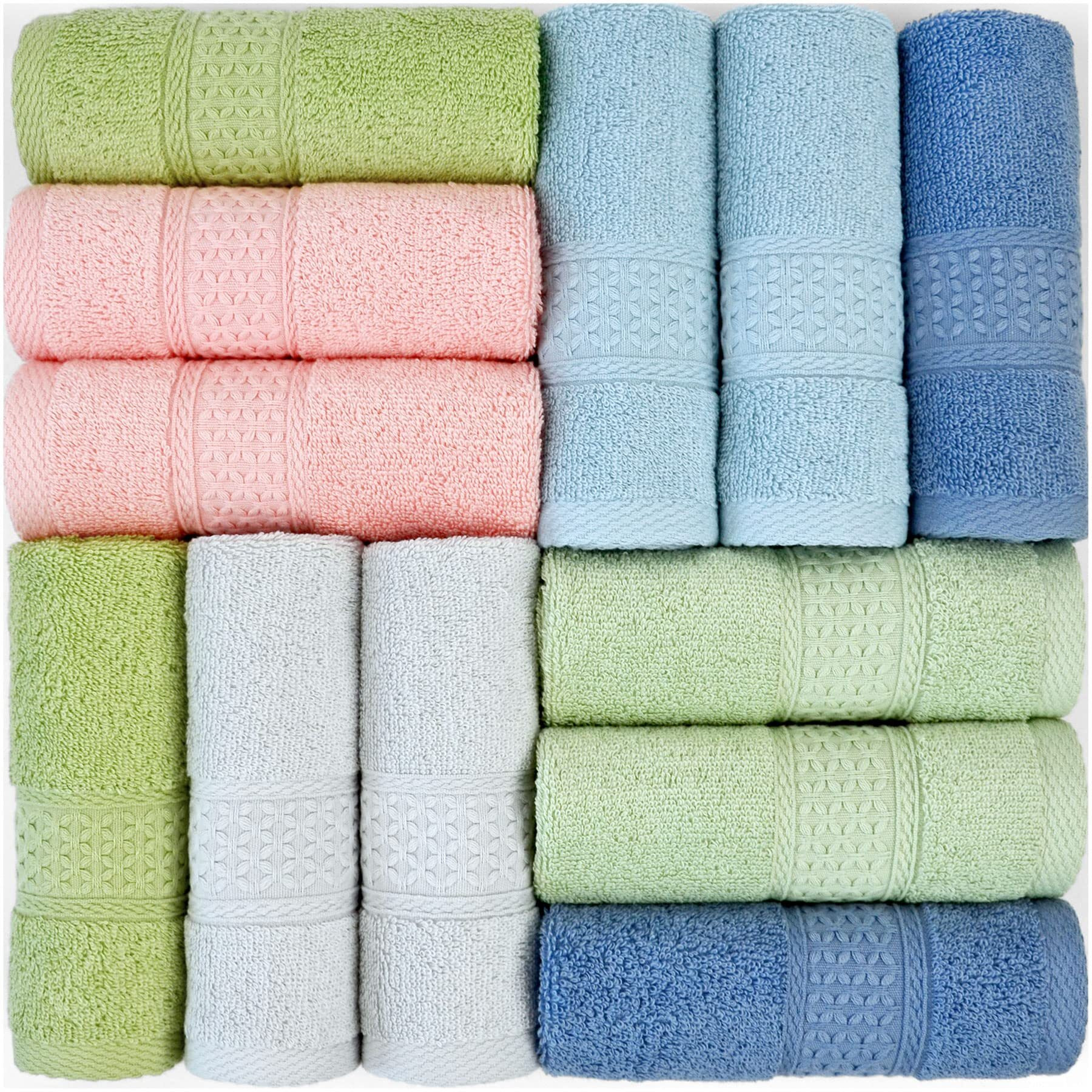 Cleanbear Wash Cloths Soft Bathroom Washcloths For Body And Face, Wash Cloth With Assorted Colors Bulk Face Cloths 13 By 13 Inches (12 Pieces 6 Colors)
