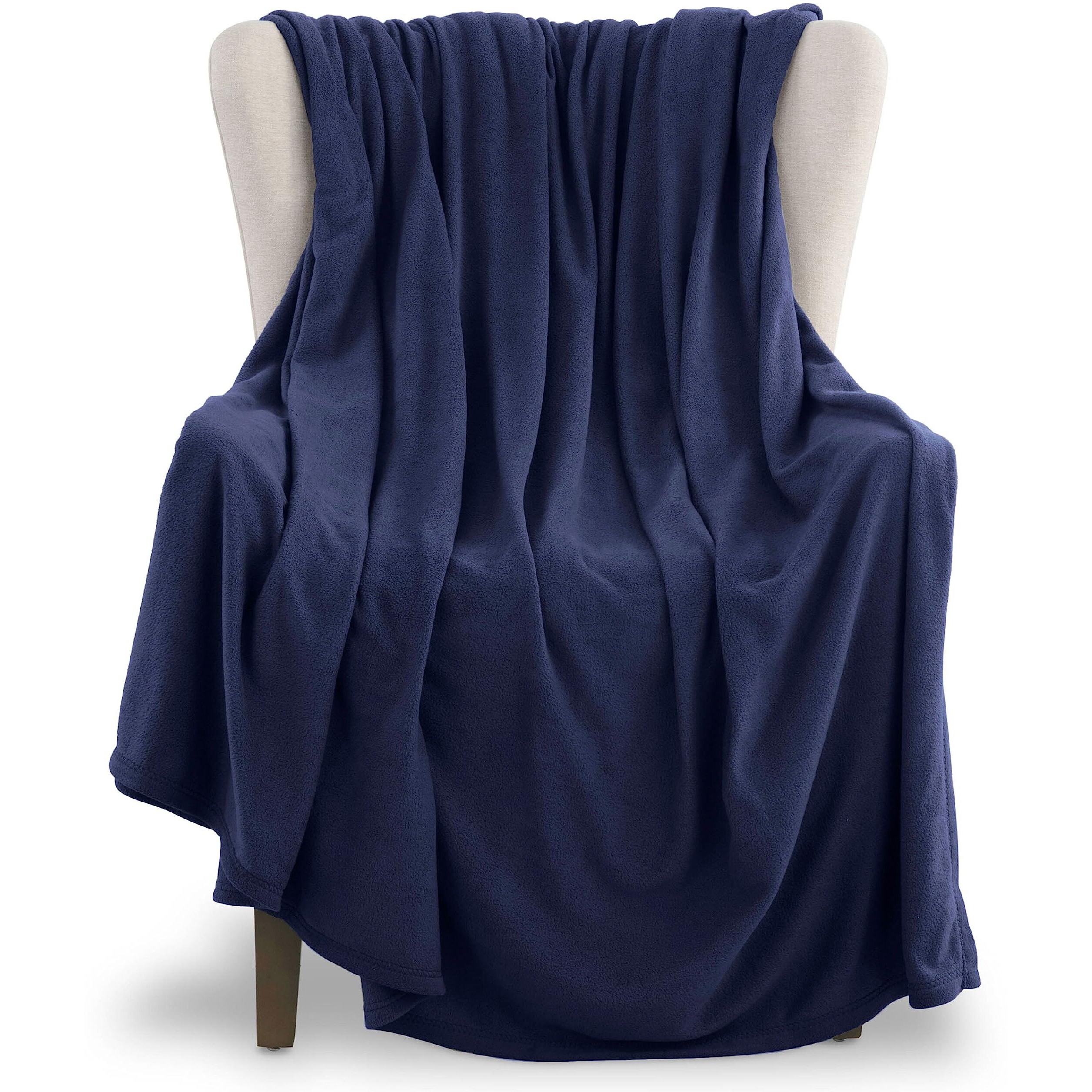 Vellux Fleece Blanket Queen Size - Fleece Bed Blanket - All Season Warm Lightweight Super Soft Throw Blanket - Navy Blanket - Hotel Quality- Plush Blanket For Couch (90X90 Inches, Navy)