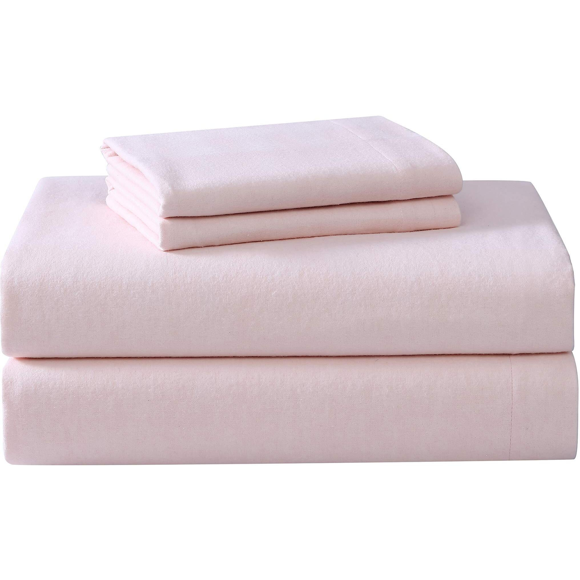 Laura Ashley Home - Queen Sheets, Cotton Flannel Bedding Set, Brushed For Extra Softness & Comfort (Pink, Queen)