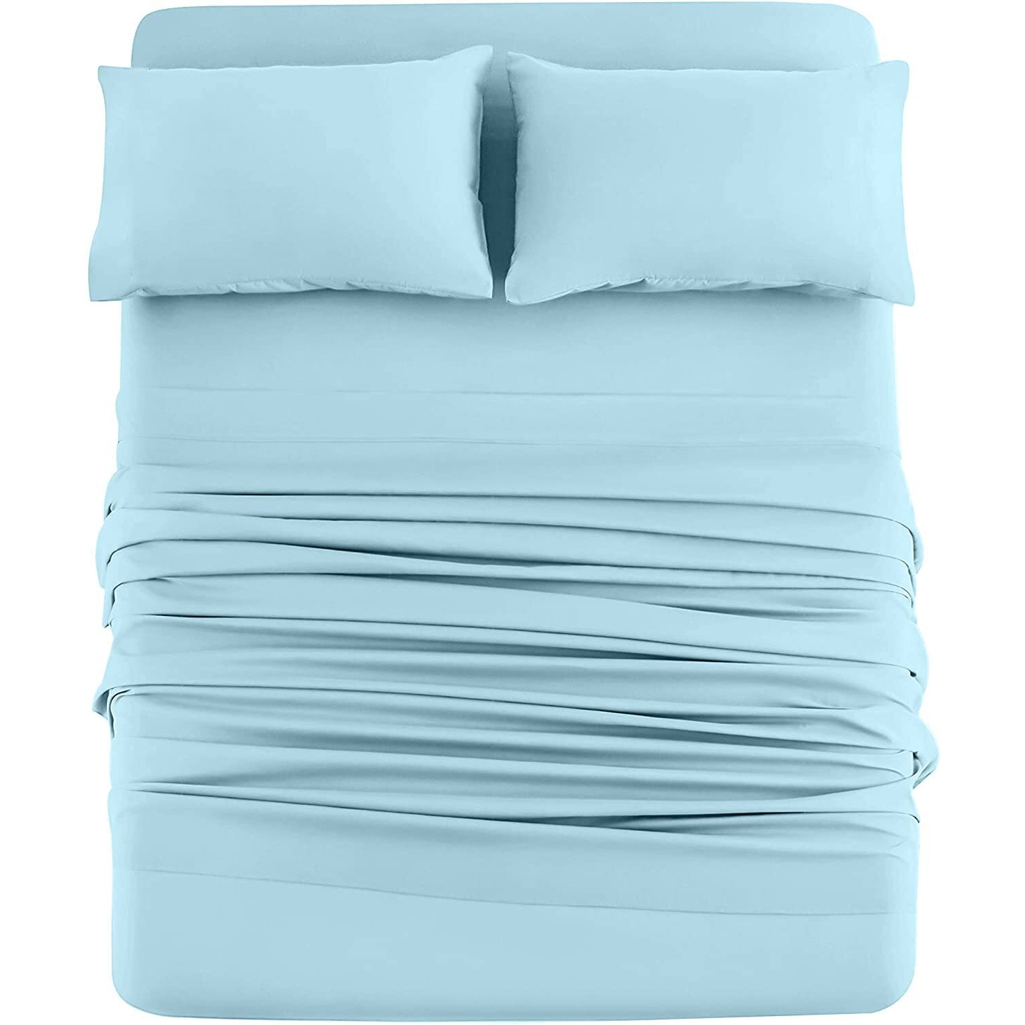 Dan River Full Jersey Sheet Set Luxury Heather 100% Cotton Bed Sheets T-Shirt Sheets All Season Bedding Soft Comfortable Deep Pocket Jersey Cotton Bed Sheets (4Pc, Full, Light Blue)