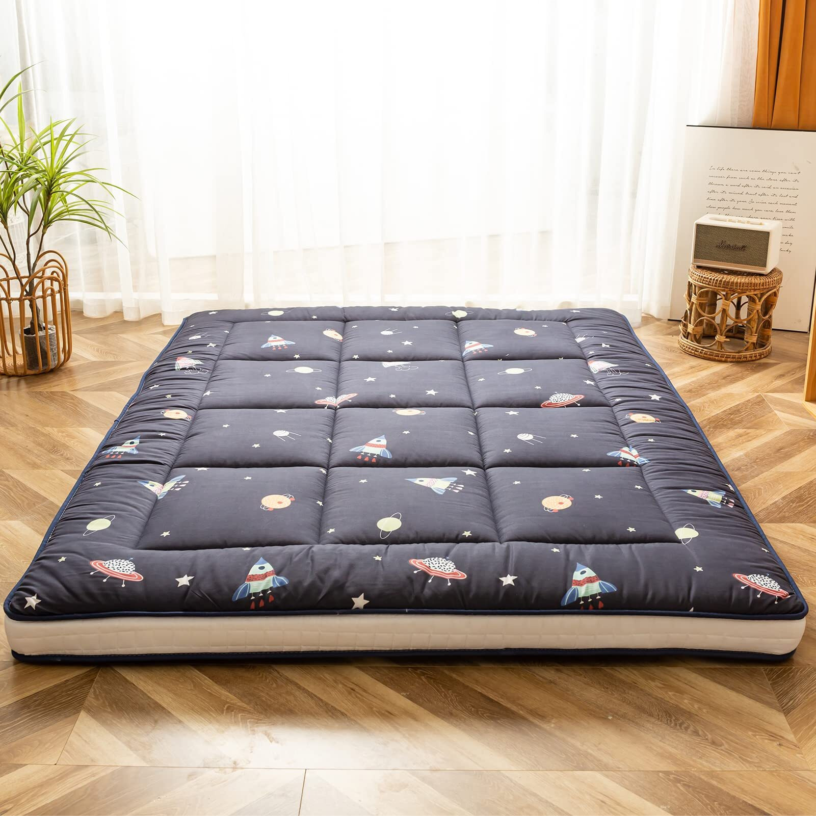 Extra Thick Futon Floor Mattress, Padded Japanese Folding Roll Up Mattress Sleeping Pad, Foldable Camping Portable Mattress Shikibuton, Bed Mattress Topper, Floor Lounger Guest Bed For Couch Car