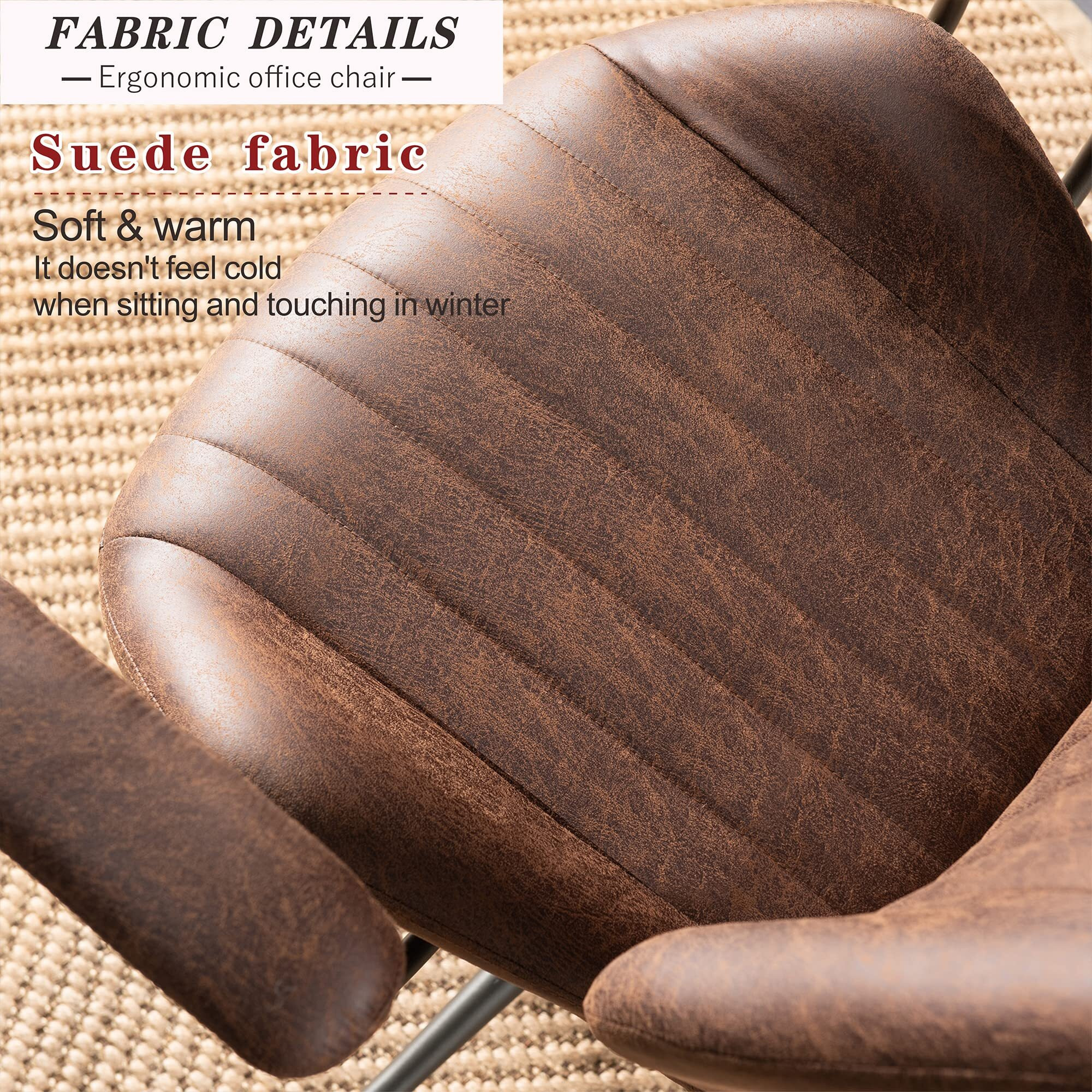 Ovios Home Office Chair, Mid-Century Modern Faux Leather Chair, Swivel Rolling Task Chairs With Padded Armrests, Comfy Mid-Back Computer Ergonomic Executive Armchair, Dark Brown