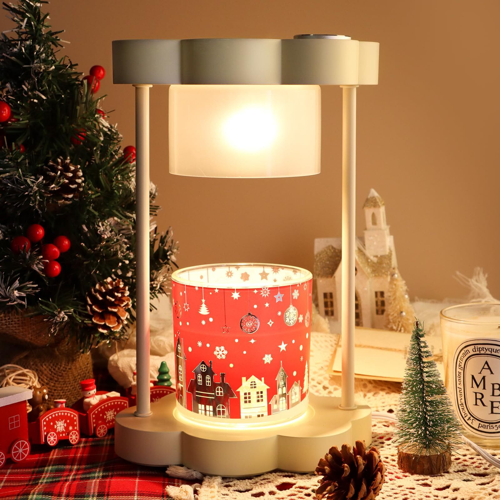 Makytwow Candle Warmer Lamp With Dimmer, 2H/4H/8H Timer, Compatible With Yankee Candle Large Jar Candle, Home Decor Gift For Her, Birthday Gift For Mom, Home Scented Jar Candles Heater,Creamy White