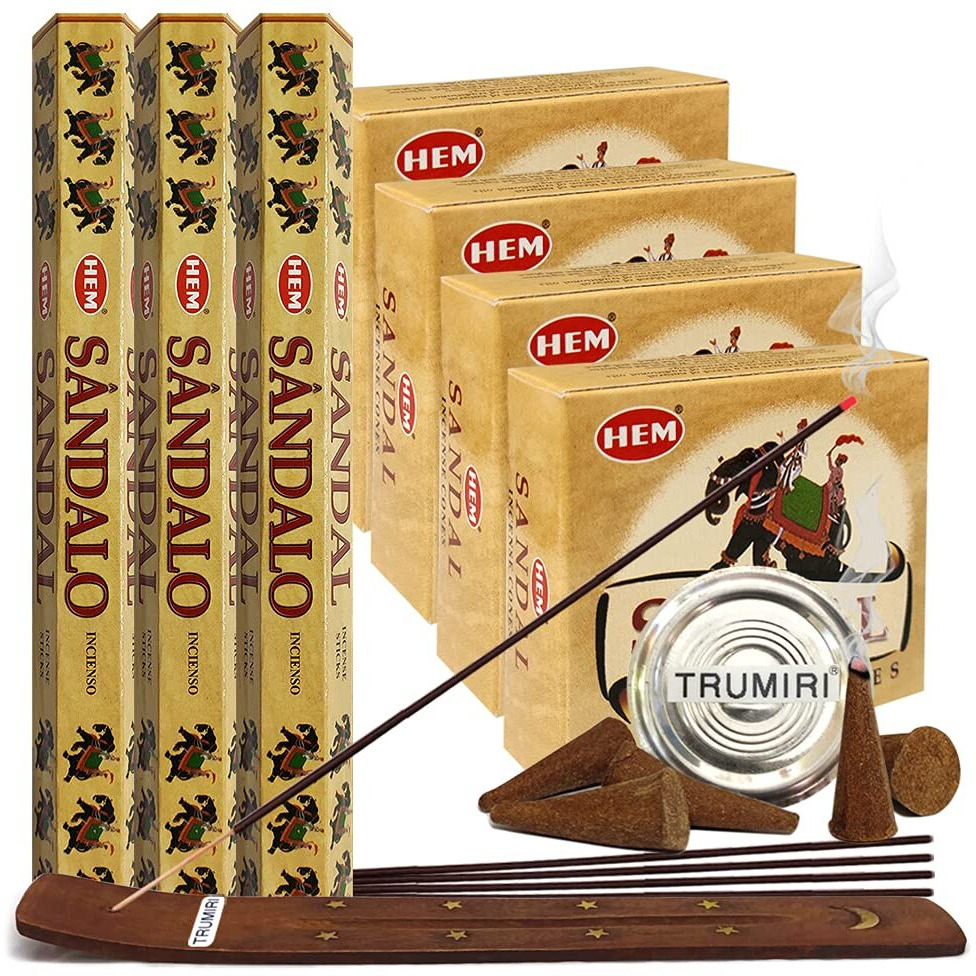 Sandalo Sandalwood Incense Sticks And Cone Incense Holder Variety Pack 1 Bundle Insence Insense Insienso