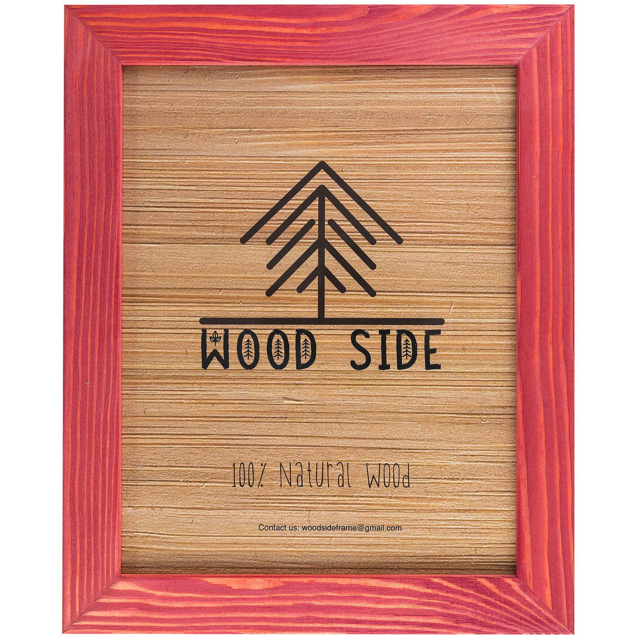 Rustic Wooden Poster Picture Frame 18X24 - Natural Solid Eco Distressed Wood For Wall Mounting Photo Frame - Red