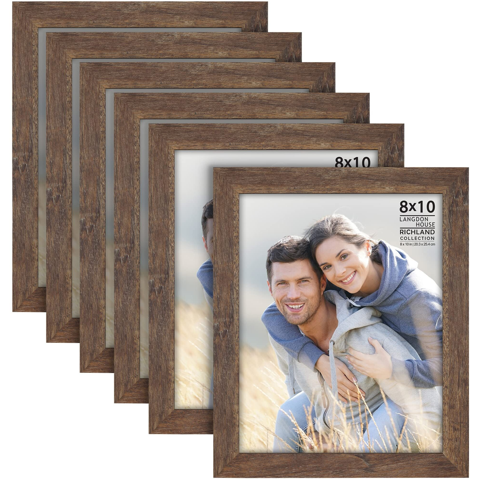 Langdon House 8X10 Picture Frames (Rustic Brown, 6 Pack) Traditional Wood-Like Photo Frames For Any DOr Style, Richland Collection