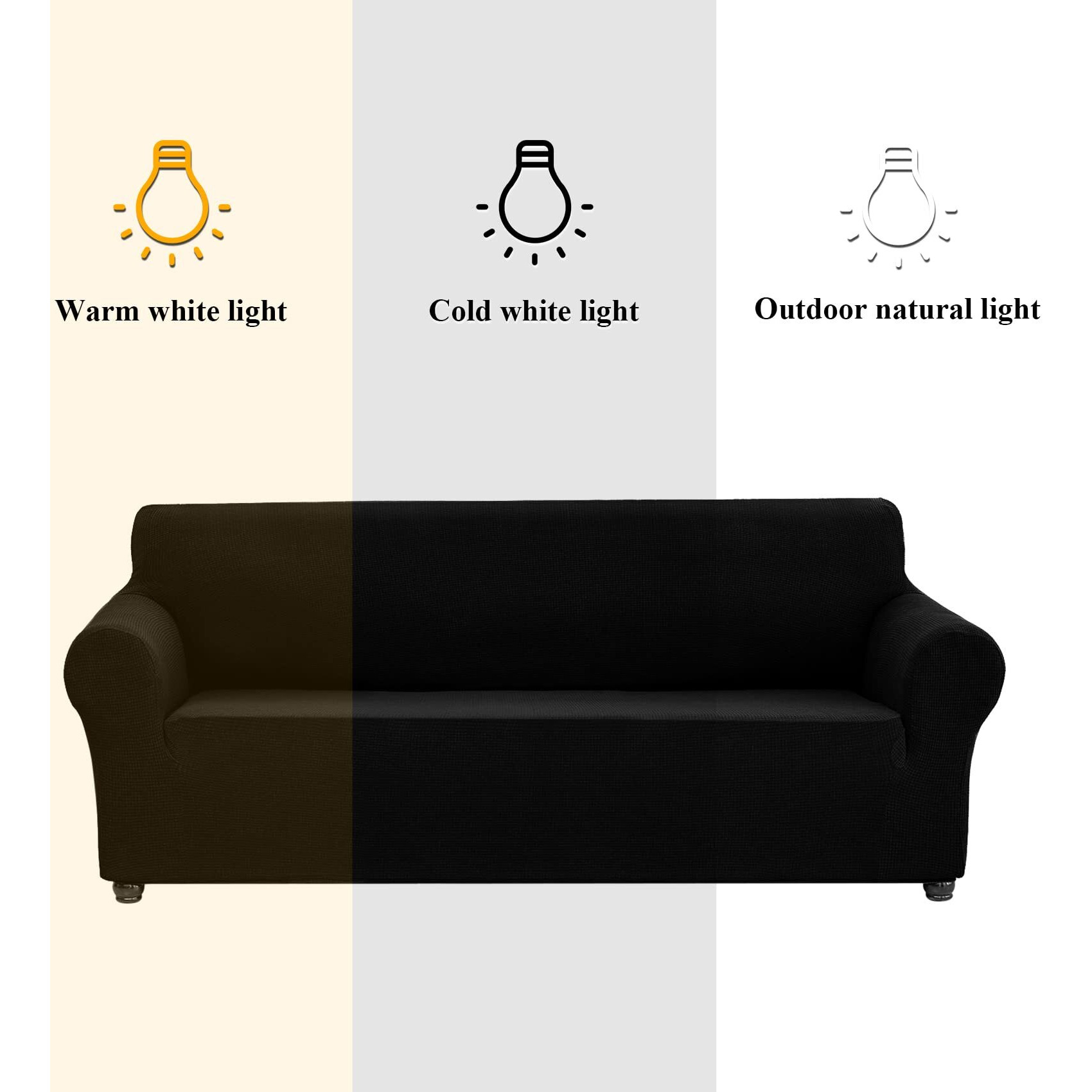 Joccun Stretch Couch Cover Slipcovers, 1-Piece Sofa Covers For 3 Cushion Couch Spandex Jacquard Washable Furniture Protector Cover For Living Room,Kids,Pets(Sofa,Black)